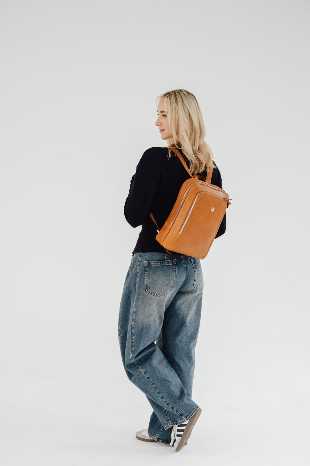 Businessrucksack Lederrucksack 14 Zoll Leder cognac