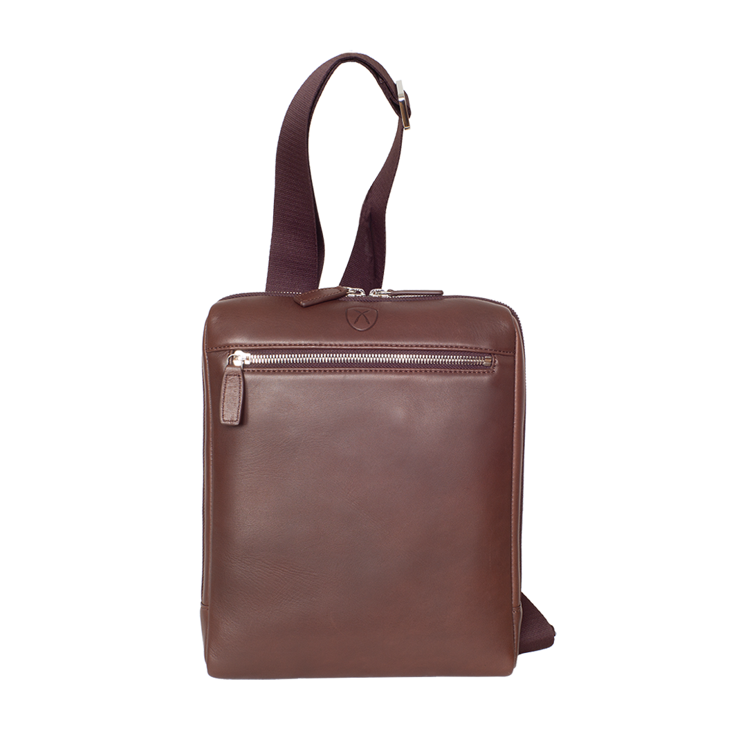 Tablet Tasche Crossover Schultertasche 10 Zoll glattes Leder braun