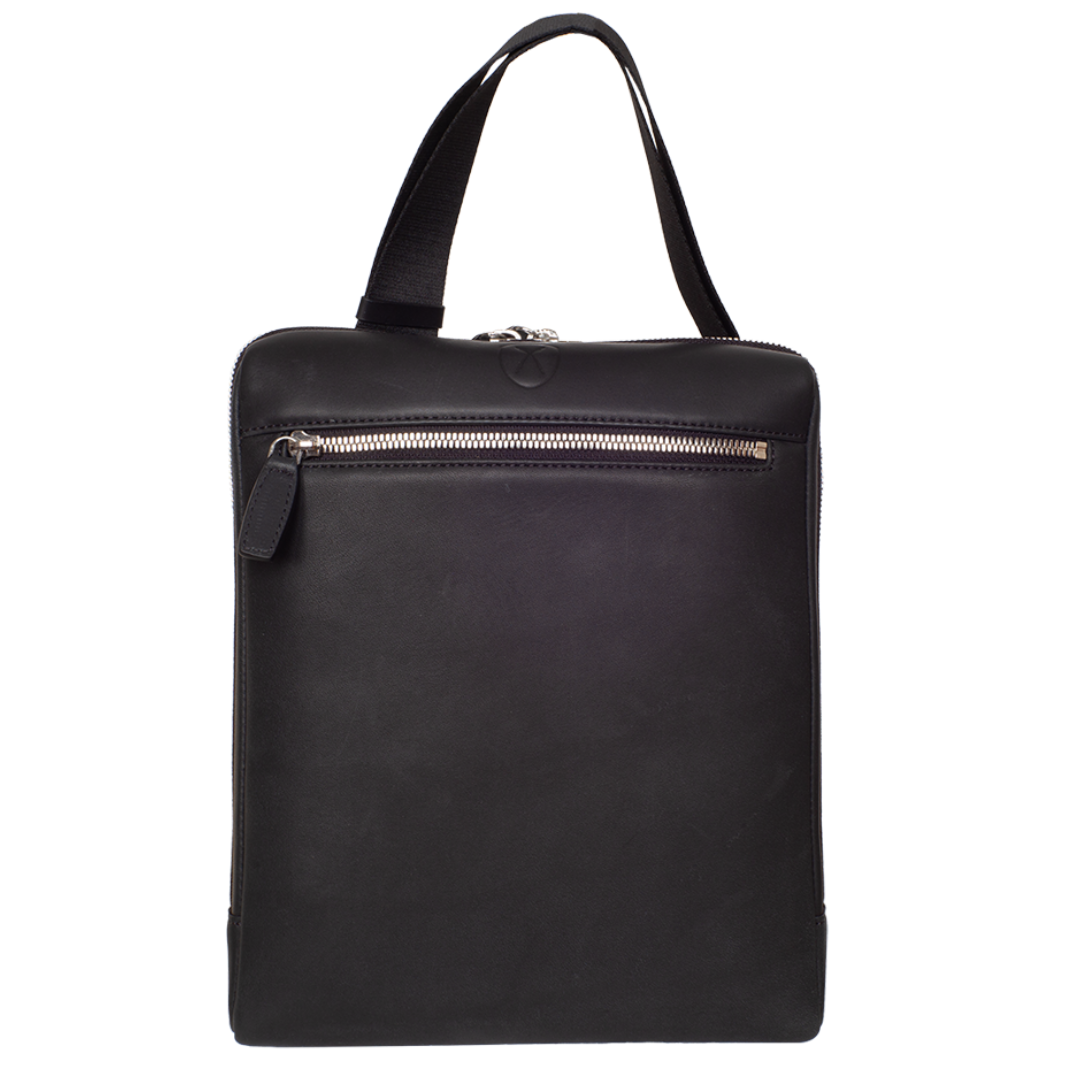 Tablet Tasche Crossover Schultertasche 10 Zoll glattes Leder schwarz