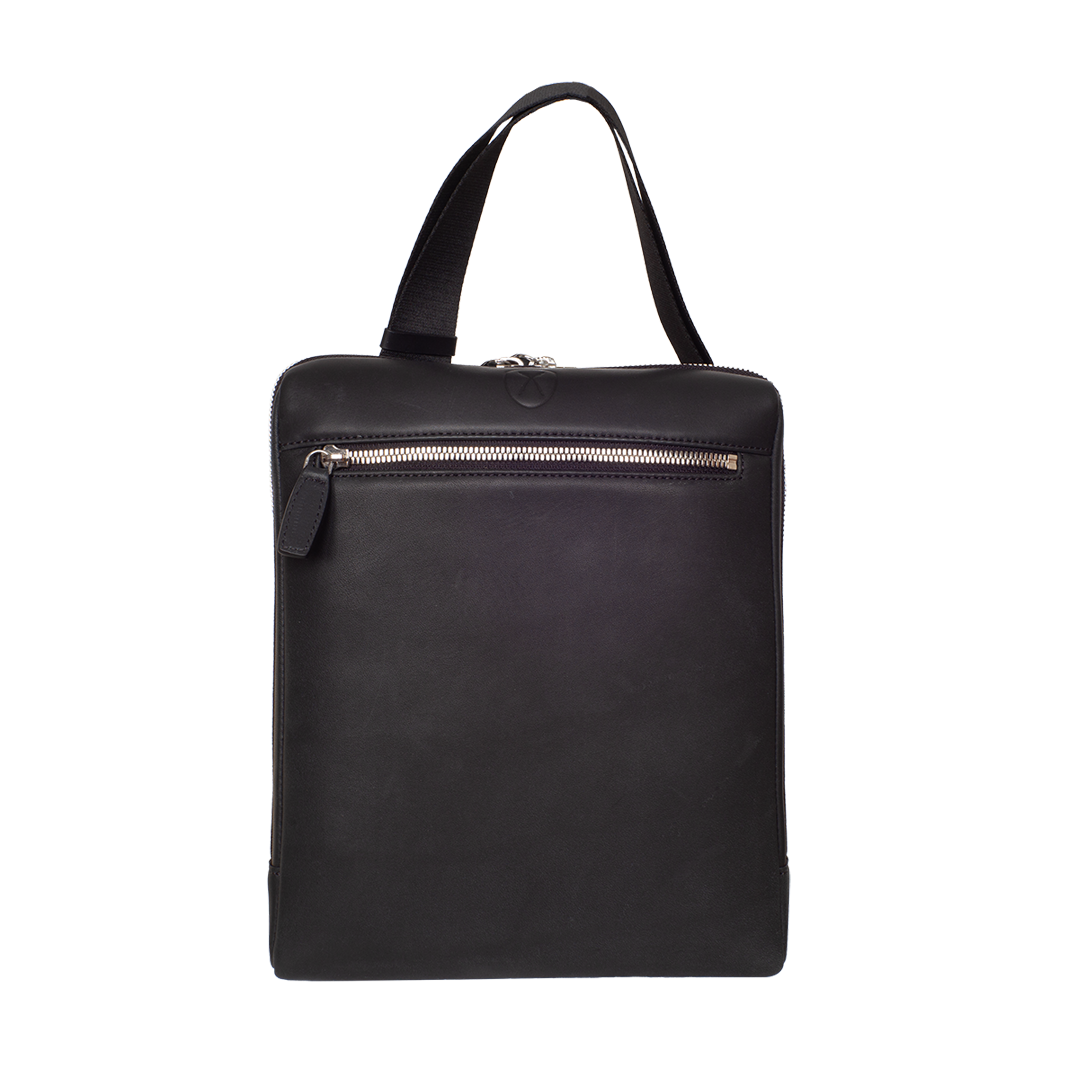 Tablet Tasche Crossover Schultertasche 10 Zoll glattes Leder schwarz