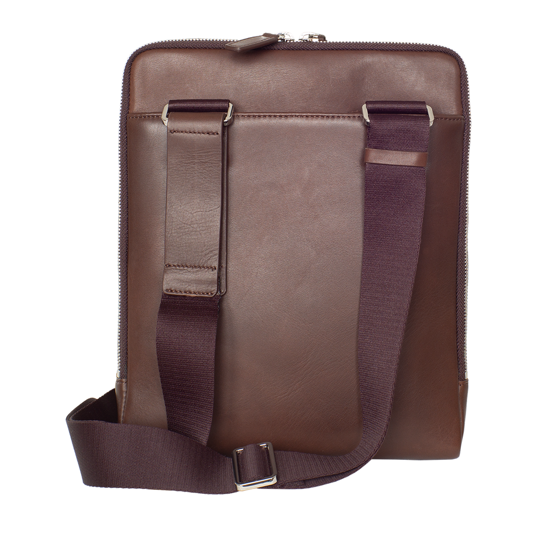 Tablet Tasche Crossover Schultertasche 10 Zoll glattes Leder braun