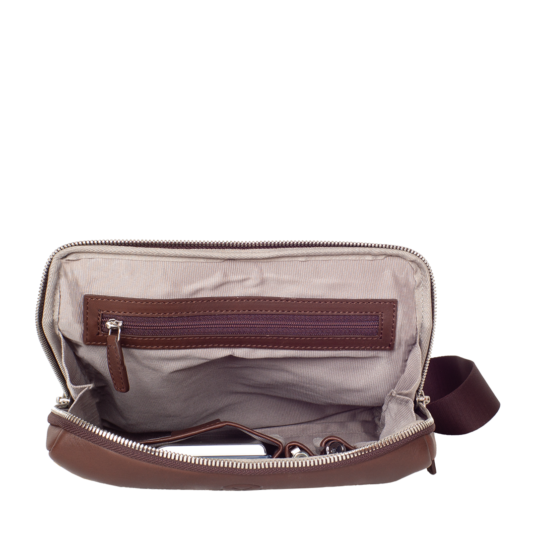 Tablet Tasche Crossover Schultertasche 10 Zoll glattes Leder braun