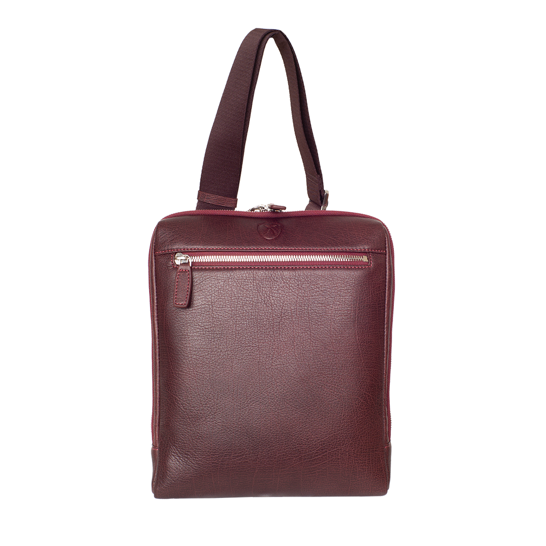 Tablet Tasche Crossover Schultertasche 10 Zoll glattes Leder bordeaux