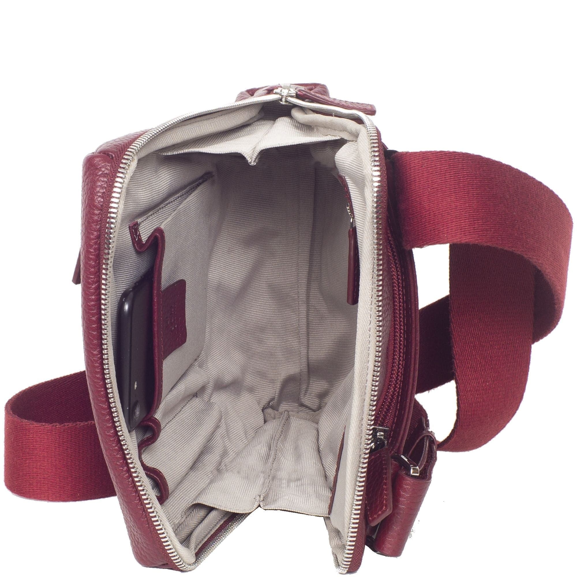 Tablet Tasche Crossover Schultertasche 10 Zoll Leder bordeaux