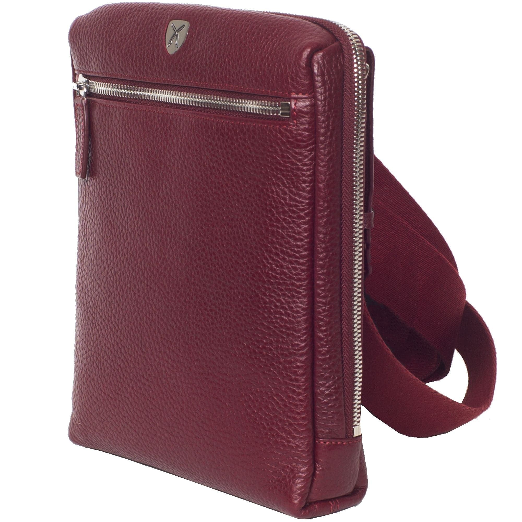 Tablet Tasche Crossover Schultertasche 10 Zoll Leder bordeaux