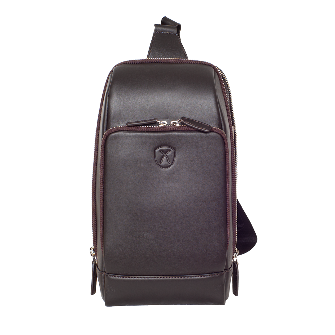 Crossover Tasche glattes Leder Braun