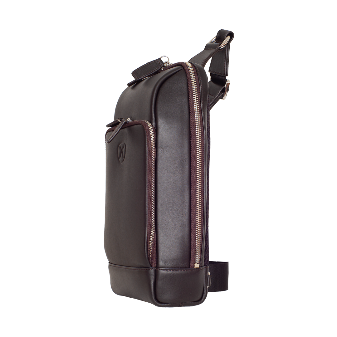 Crossover Tasche glattes Leder Braun