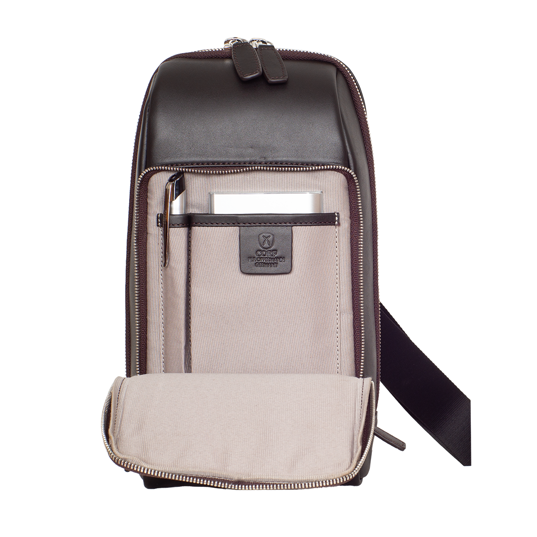 Crossover Tasche glattes Leder Braun