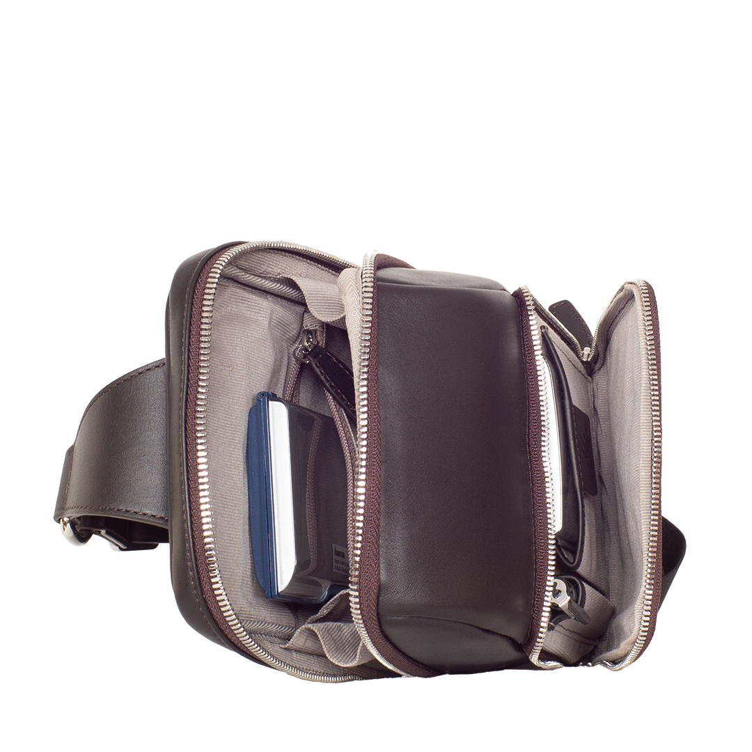 Crossover Tasche glattes Leder Braun