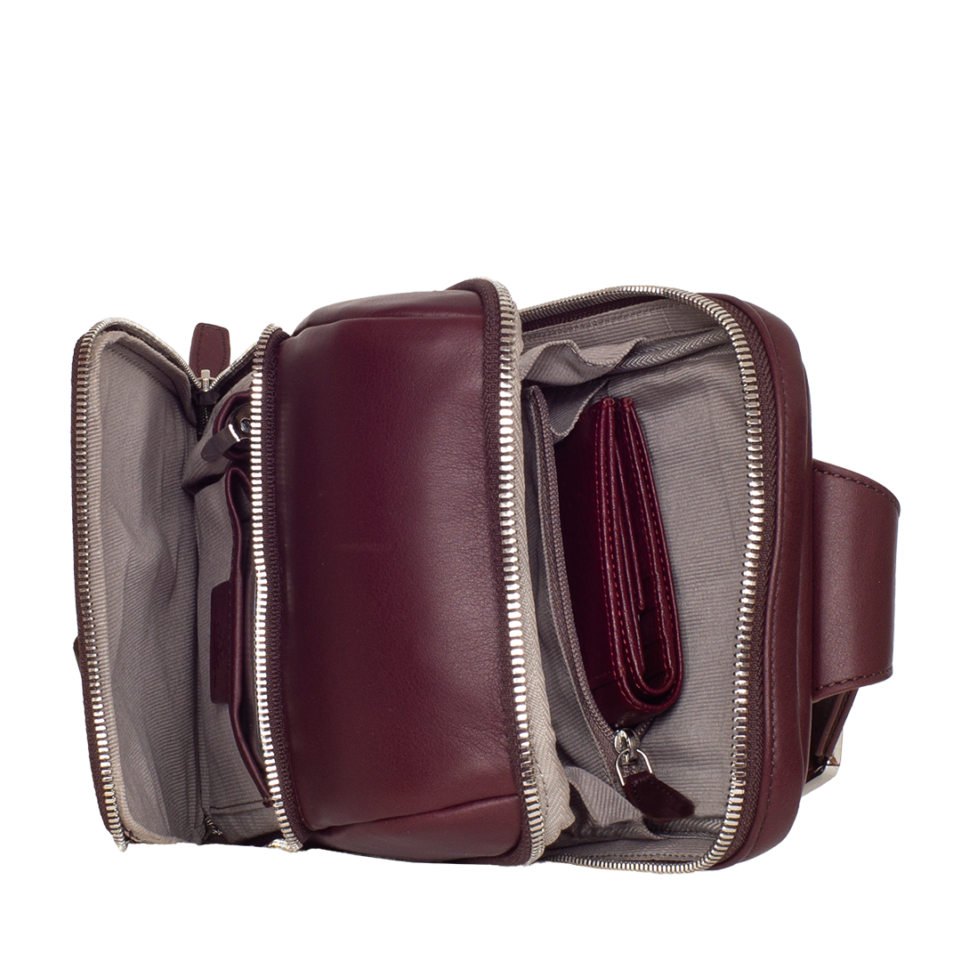Crossover Tasche Leder bordeaux