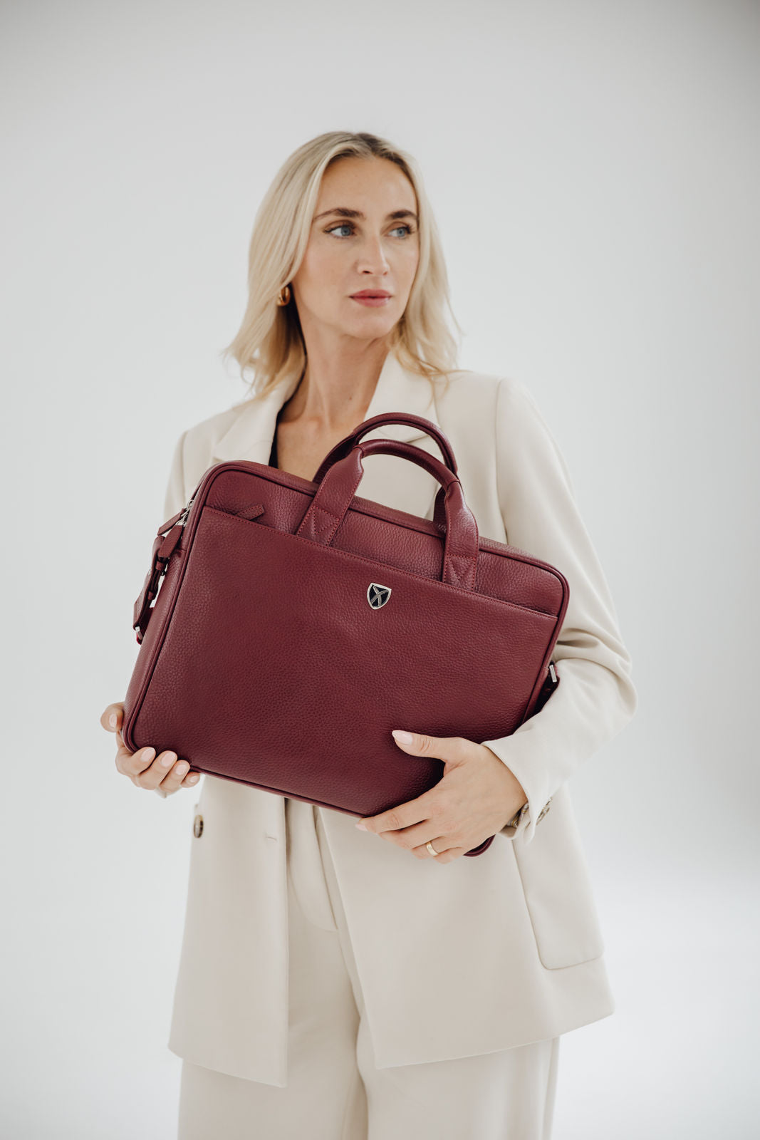 Businesstasche Laptoptasche  15 Zoll geprägtes Leder rot - Corf Offermann