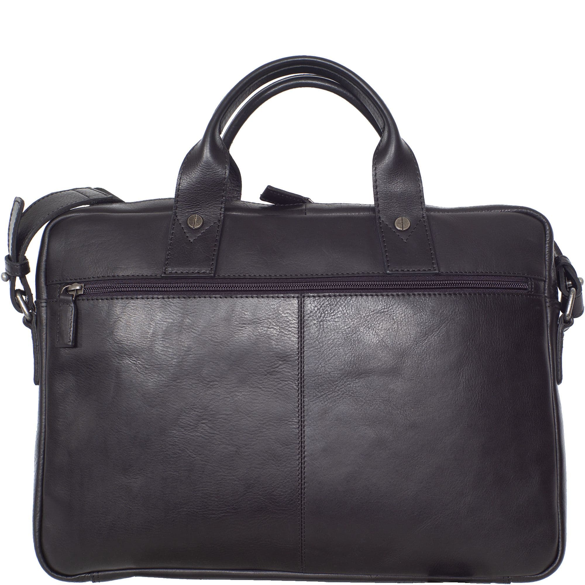 Businesstasche Laptoptasche 15 Zoll Glattleder schwarz Vortasche mit Boden