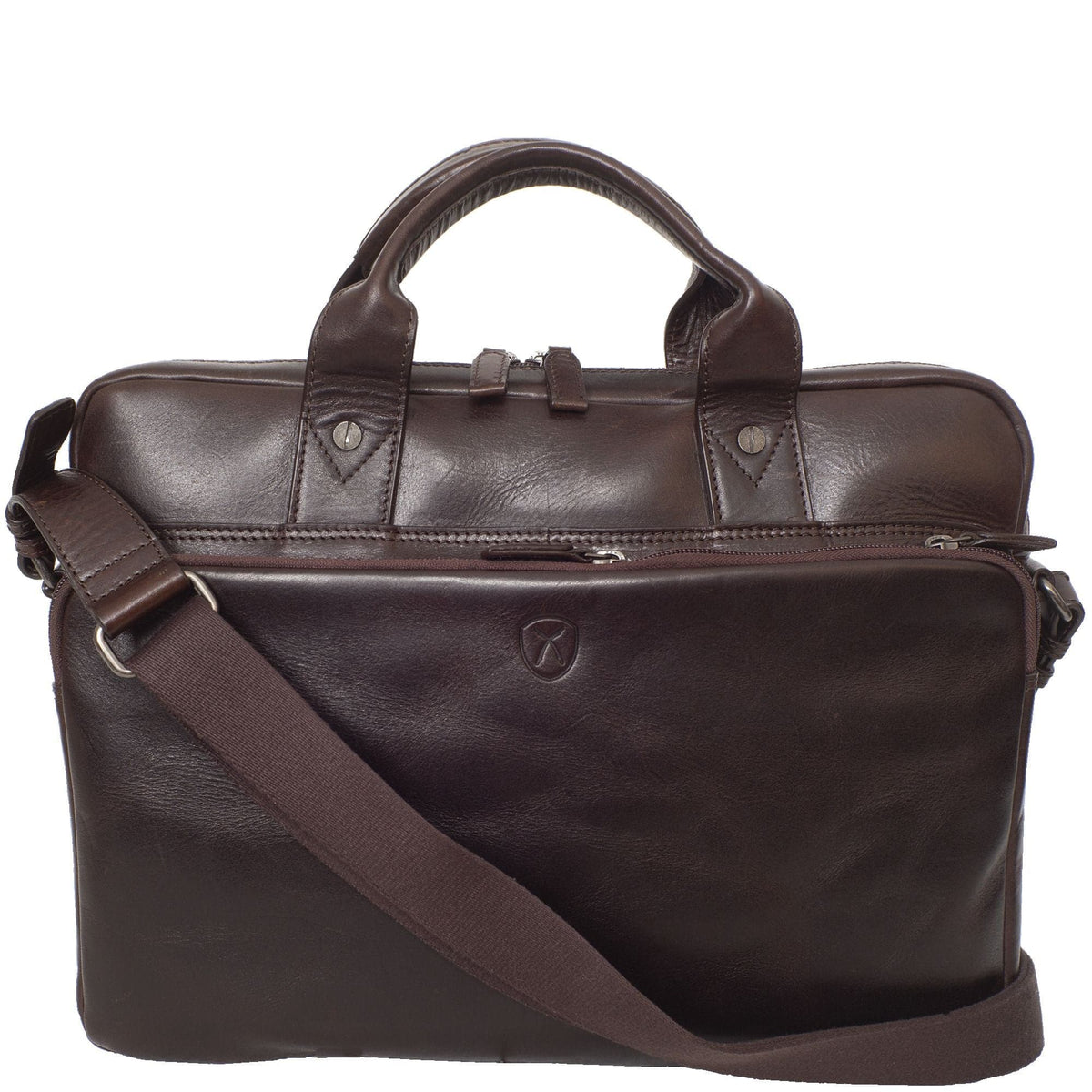 Businesstasche Laptoptasche 15 Zoll Glattleder braun Vortasche mit Boden - Corf Offermann