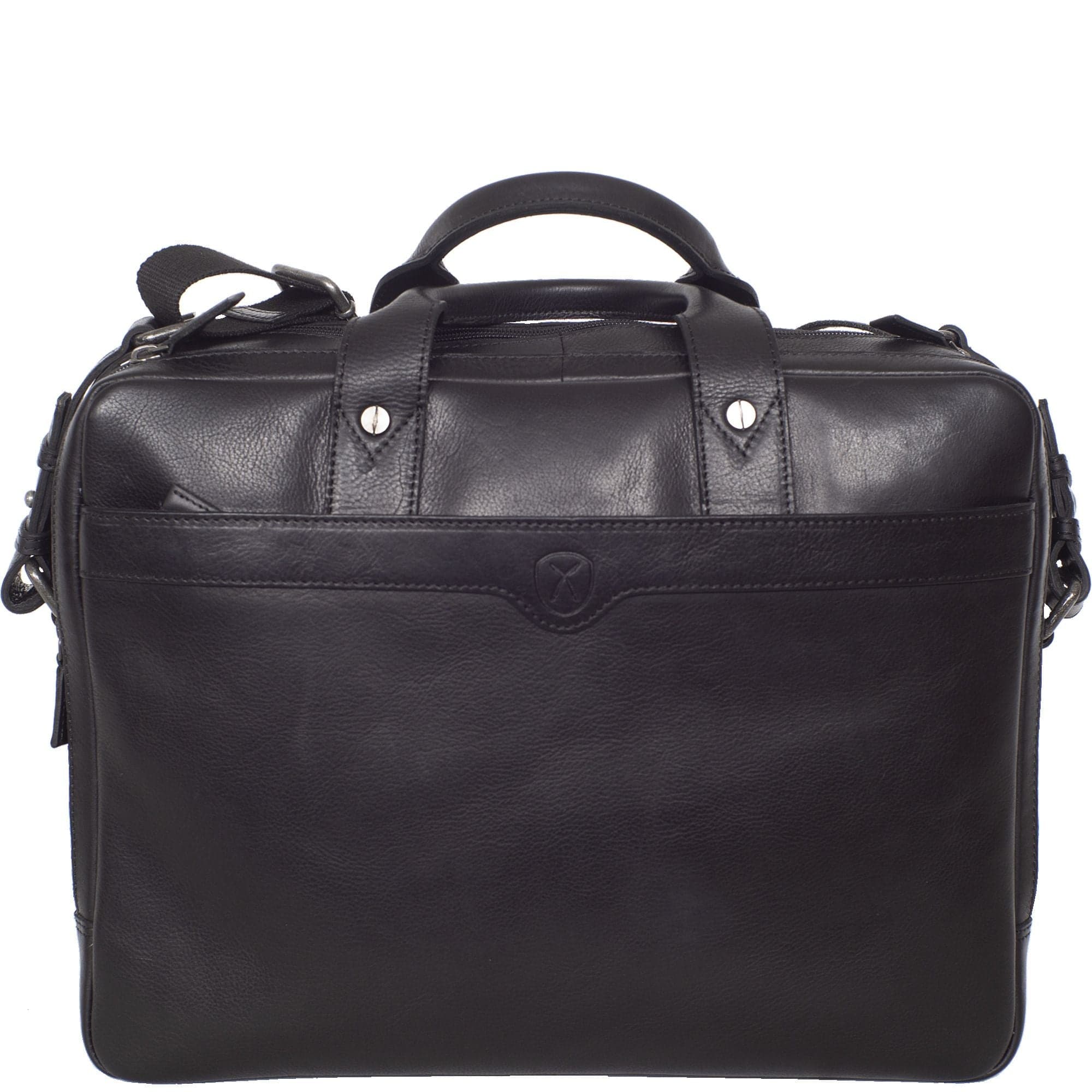 Laptoptasche Businesstasche 15 Zoll Leder schwarz 2 große Fächer