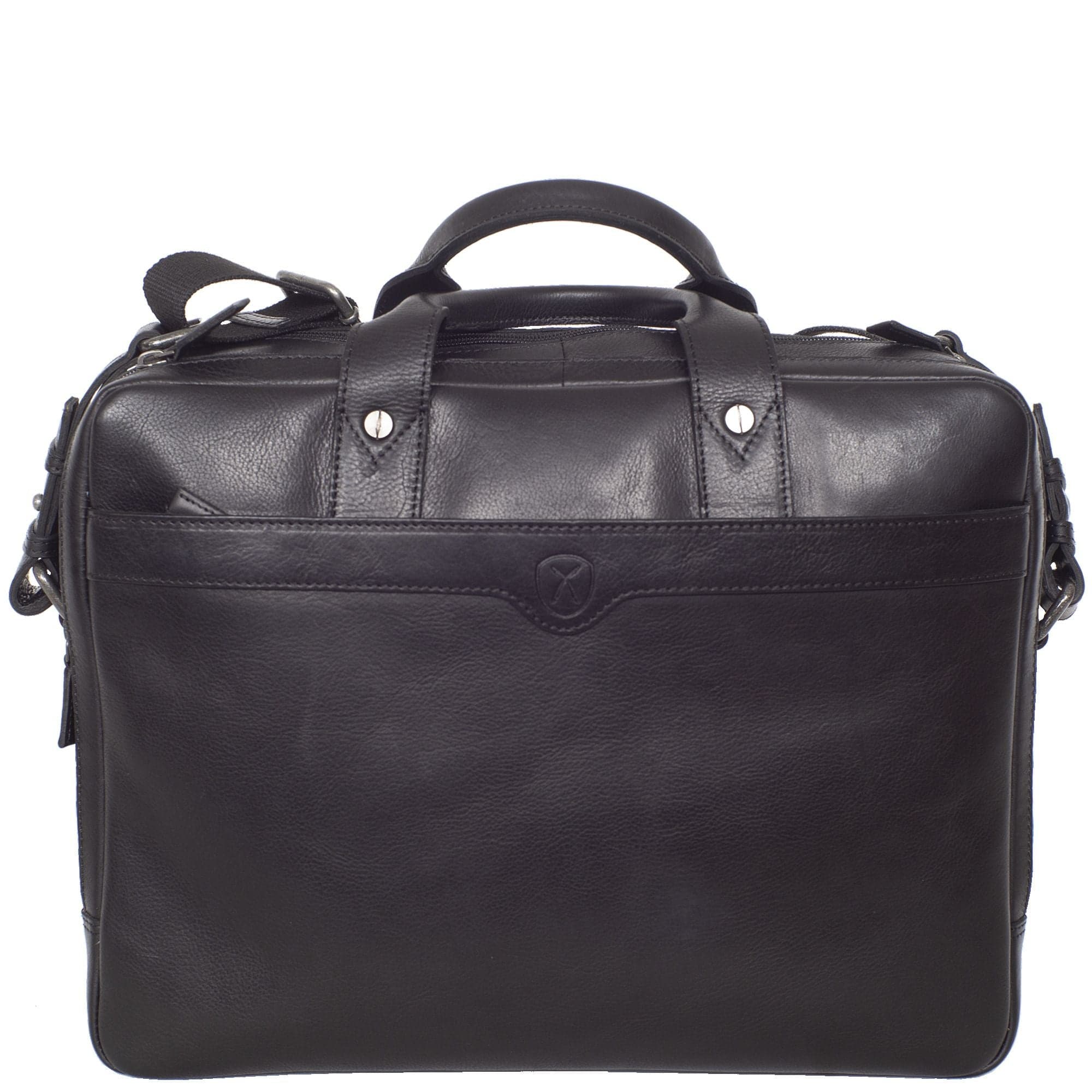 Laptoptasche Businesstasche 17 Zoll Leder schwarz 2 große Fächer