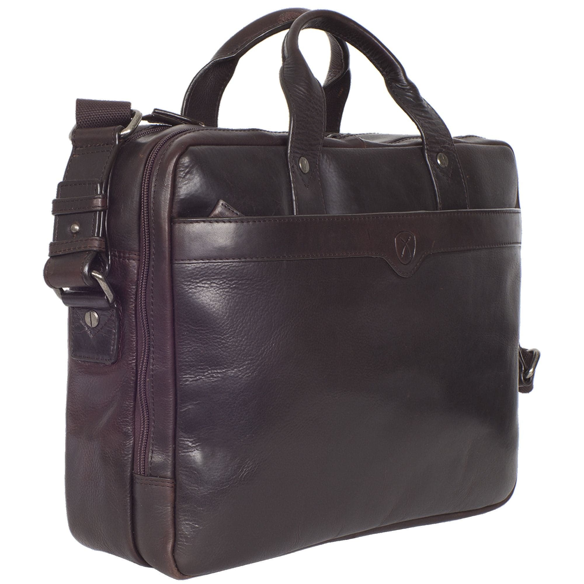 Laptoptasche Businesstasche 17 Zoll Leder braun 2 große Fächer - Corf Offermann