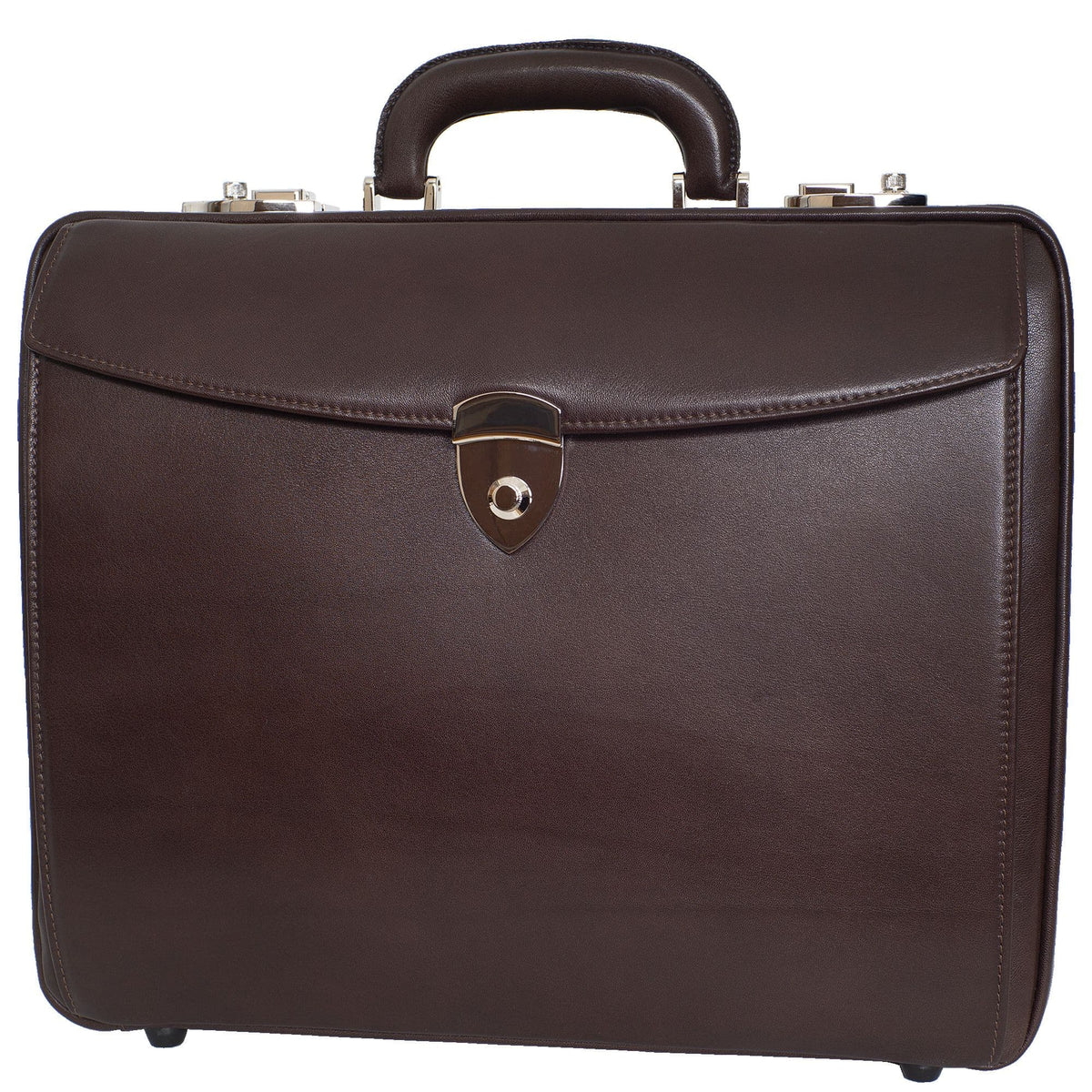 Aktenkoffer mit Zahlenschlössern 15 Zoll Fächereinteilung Leder braun - Corf Offermann