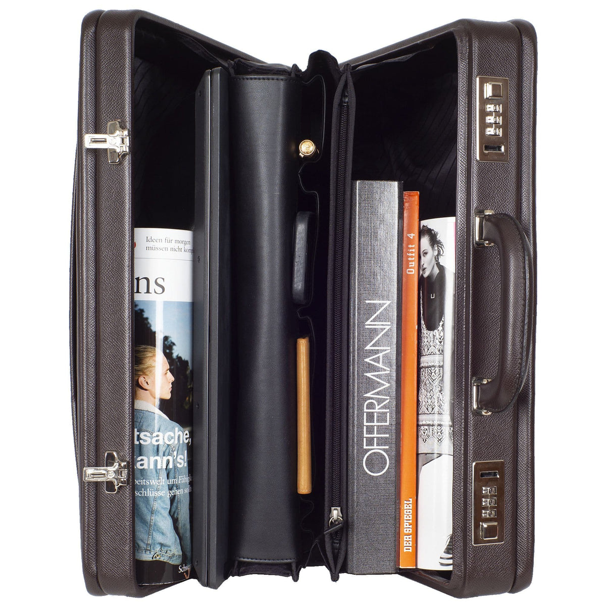 Aktenkoffer 17 Zoll Leder braun Fächereinteilung - Corf Offermann