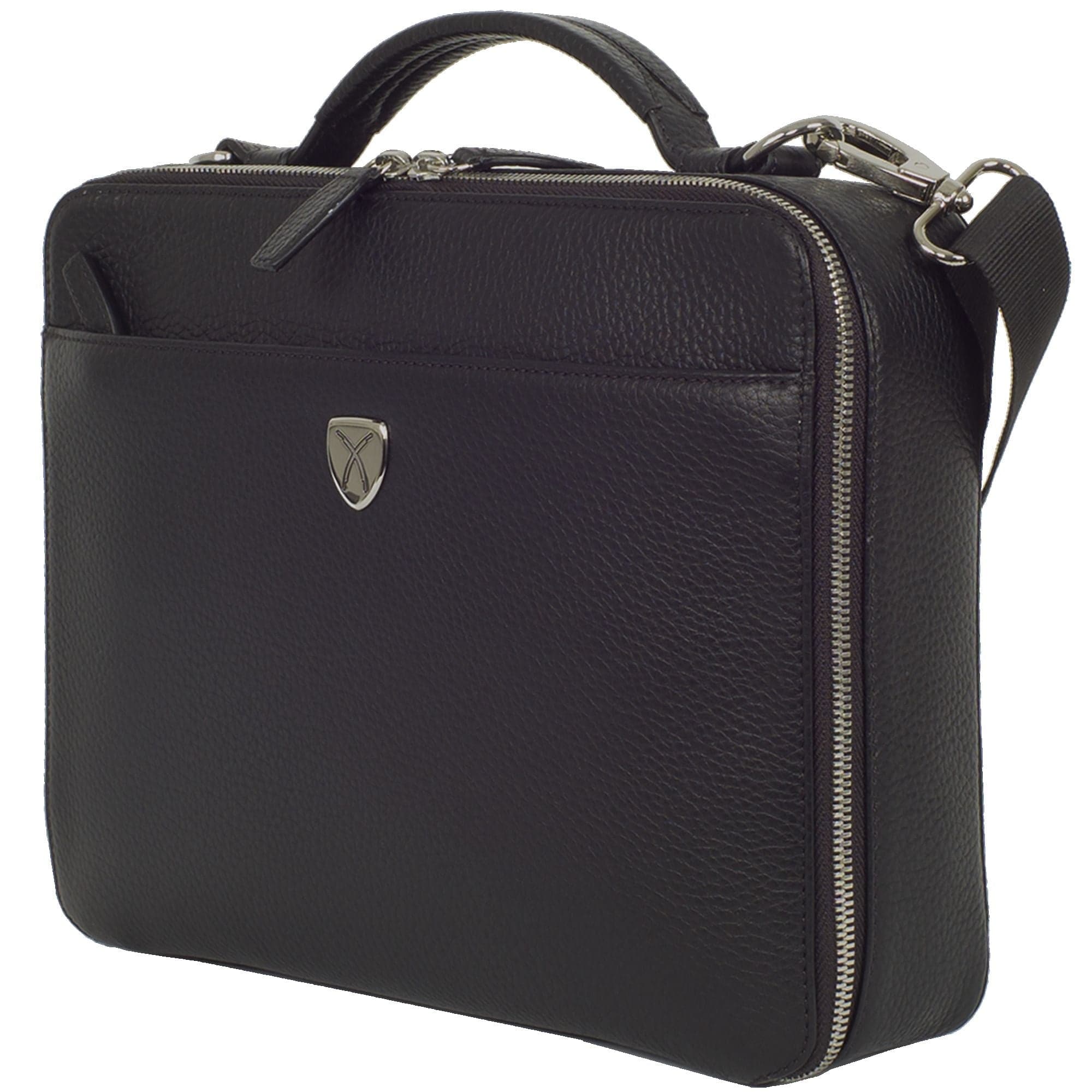 Laptoptasche Tablet Tasche 10 Zoll Leder schwarz