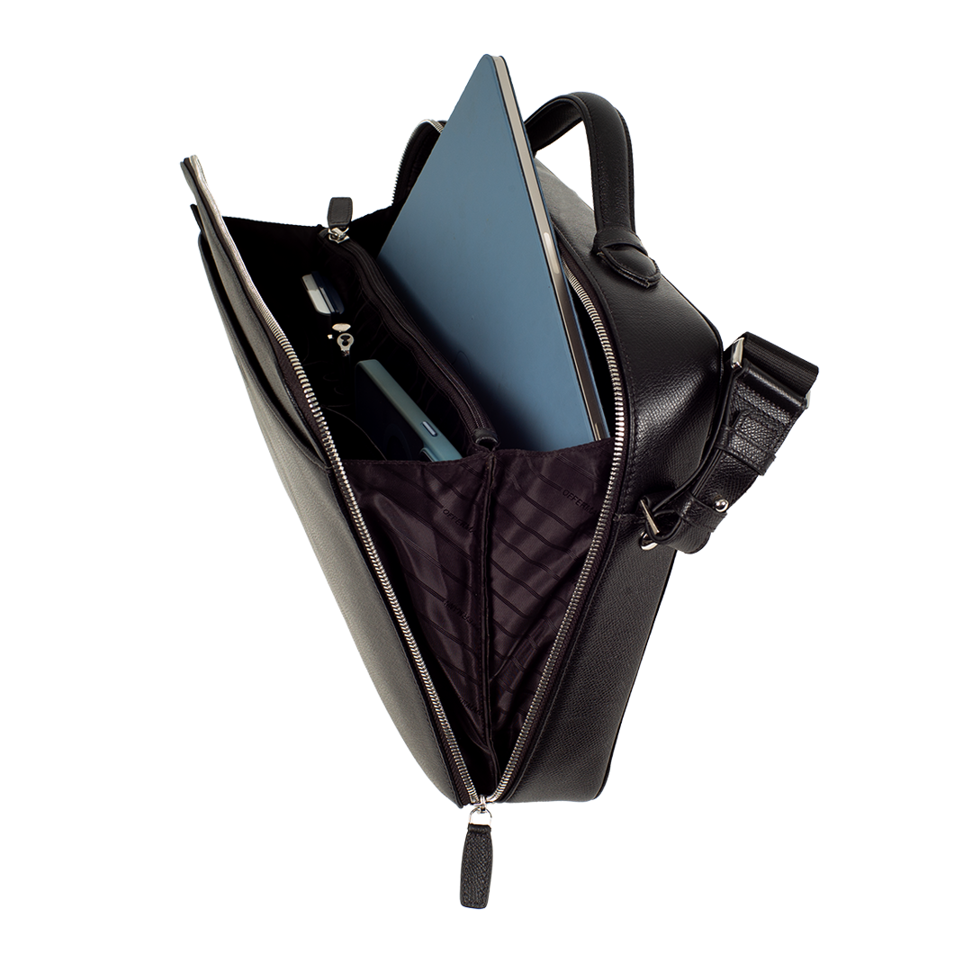 Laptoptasche Businesstasche 14 Zoll Leder Titan schwarz