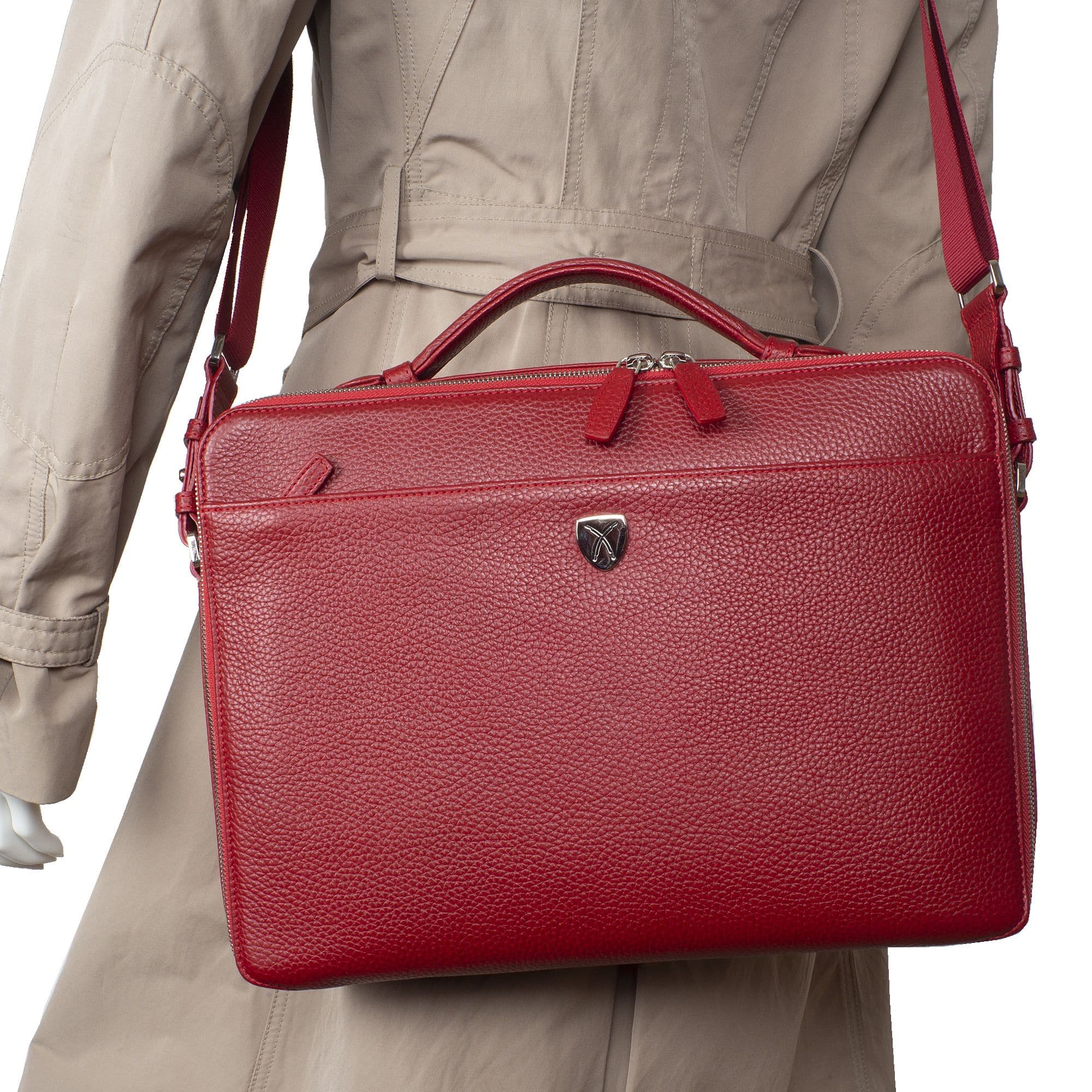 Laptoptasche Businesstasche 14 Zoll Leder rot