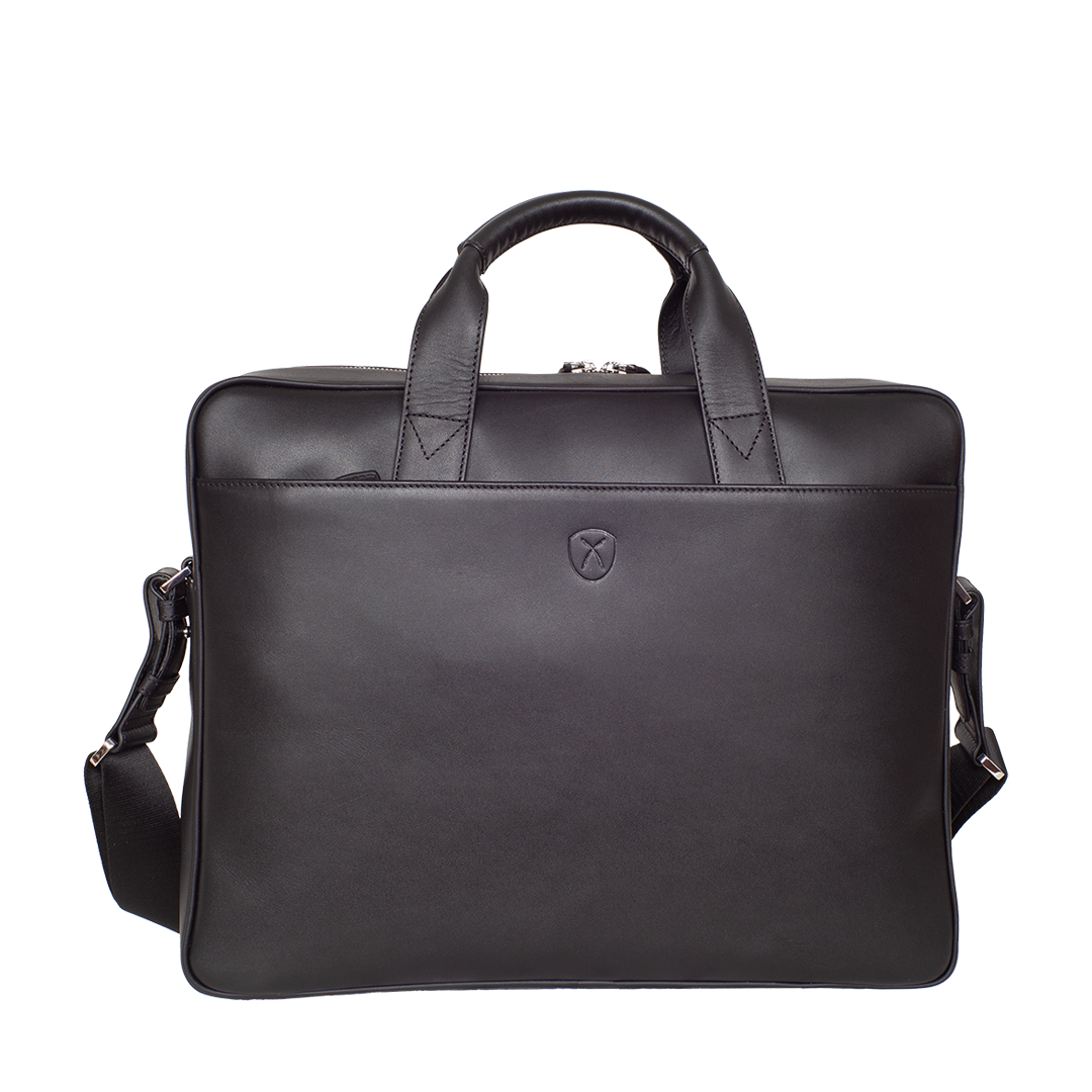 Businesstasche Laptoptasche  15 Zoll glattes Leder schwarz