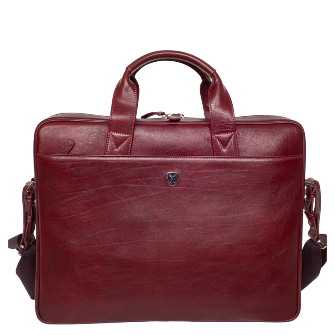Businesstasche Laptoptasche  15 Zoll glattes Leder bordeaux