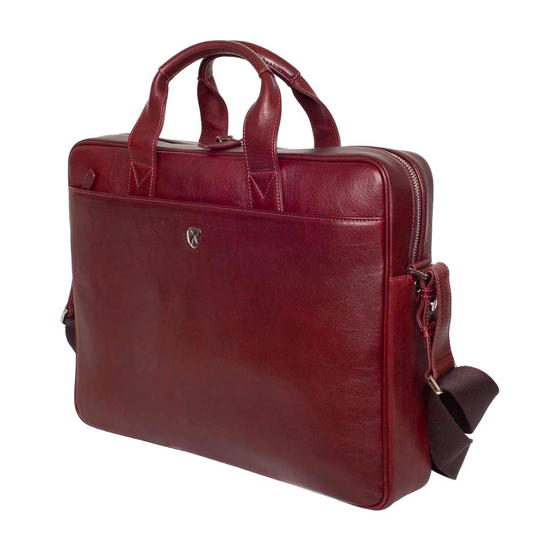 Businesstasche Laptoptasche  15 Zoll glattes Leder bordeaux
