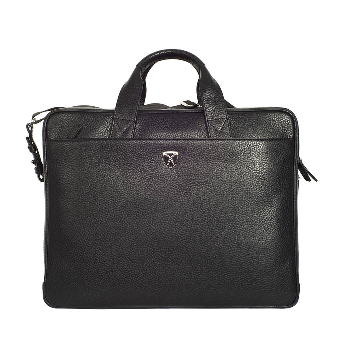 Businesstasche Laptoptasche  15 Zoll geprägtes Leder schwarz