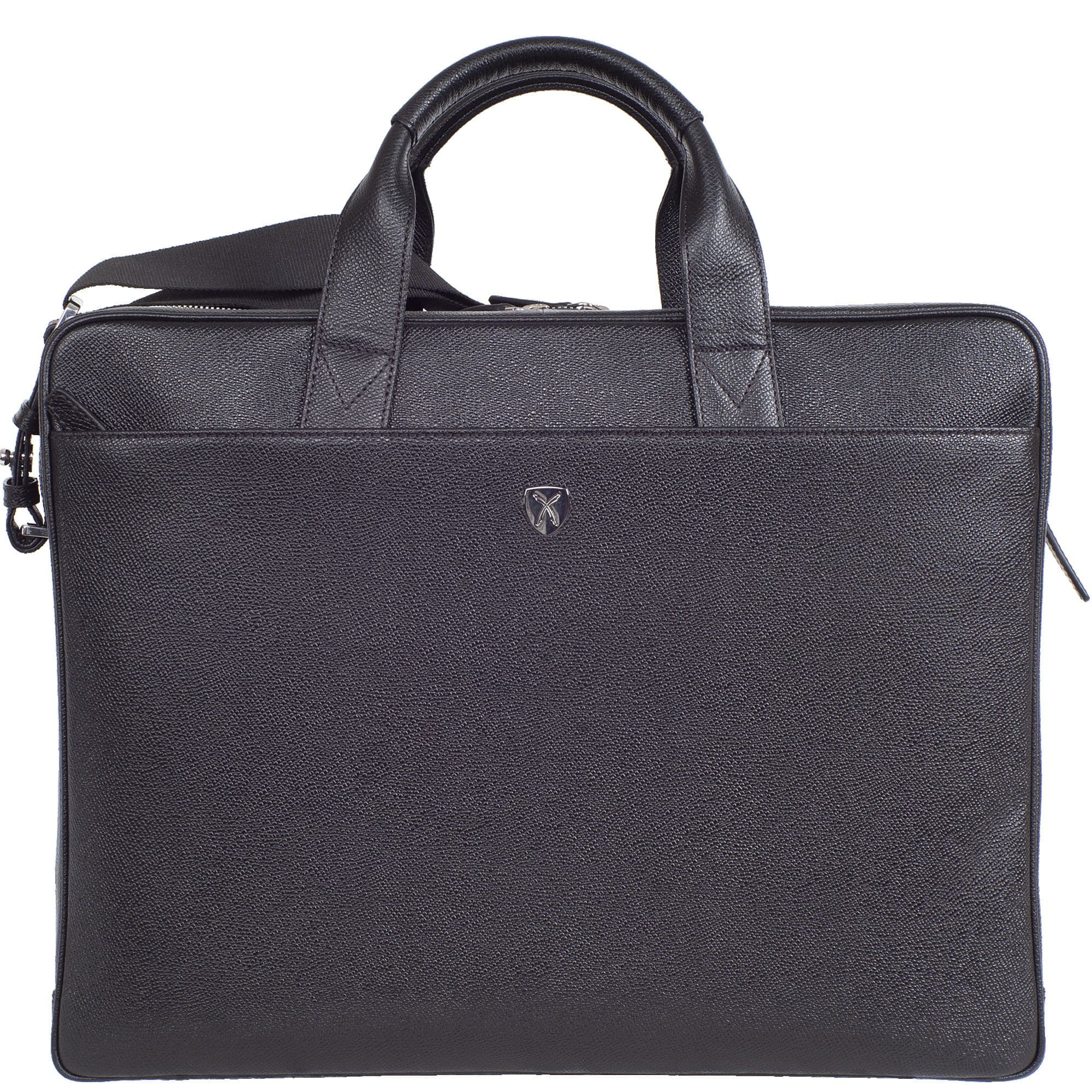Businesstasche Laptoptasche 15 Zoll geprägtes Leder schwarz 2 große Fächer