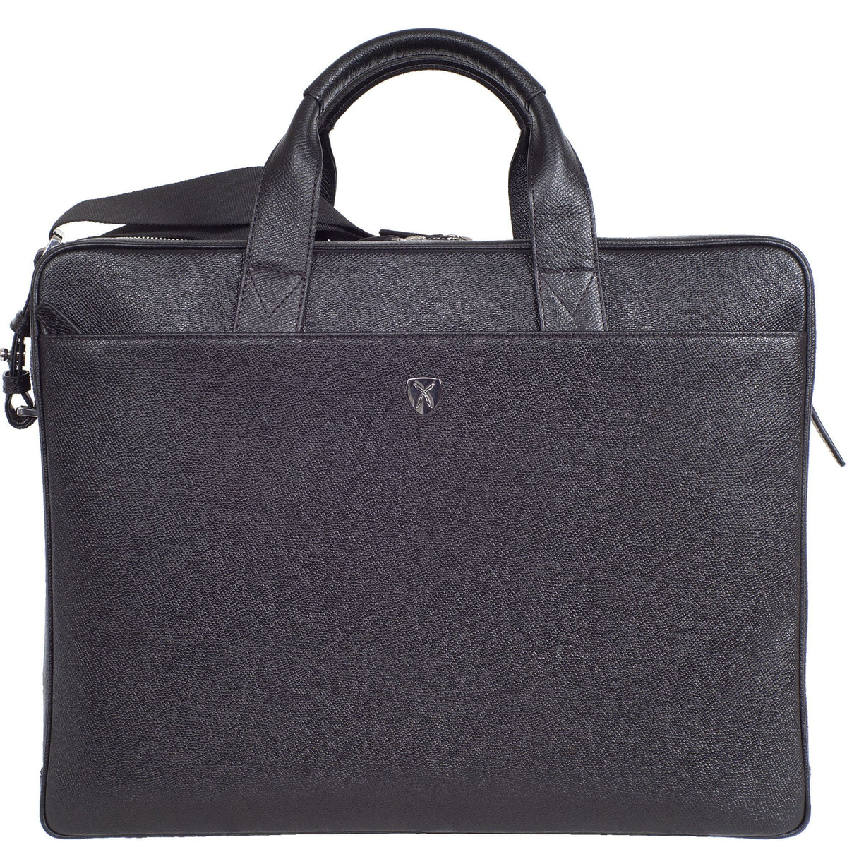 Businesstasche Laptoptasche 15 Zoll geprägtes Leder schwarz 2 große Fächer - Corf Offermann