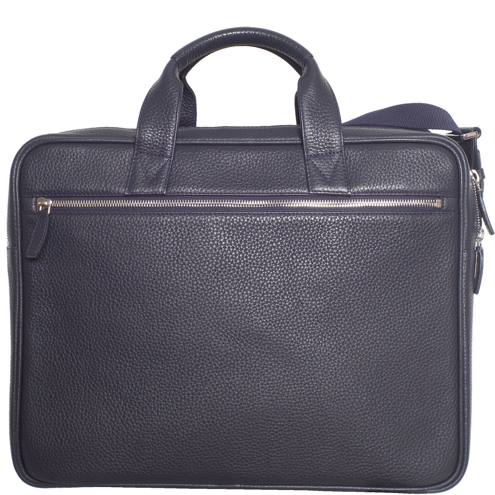 Businesstasche Laptoptasche 15 Zoll leicht genarbtes Leder blau 2 große Fächer