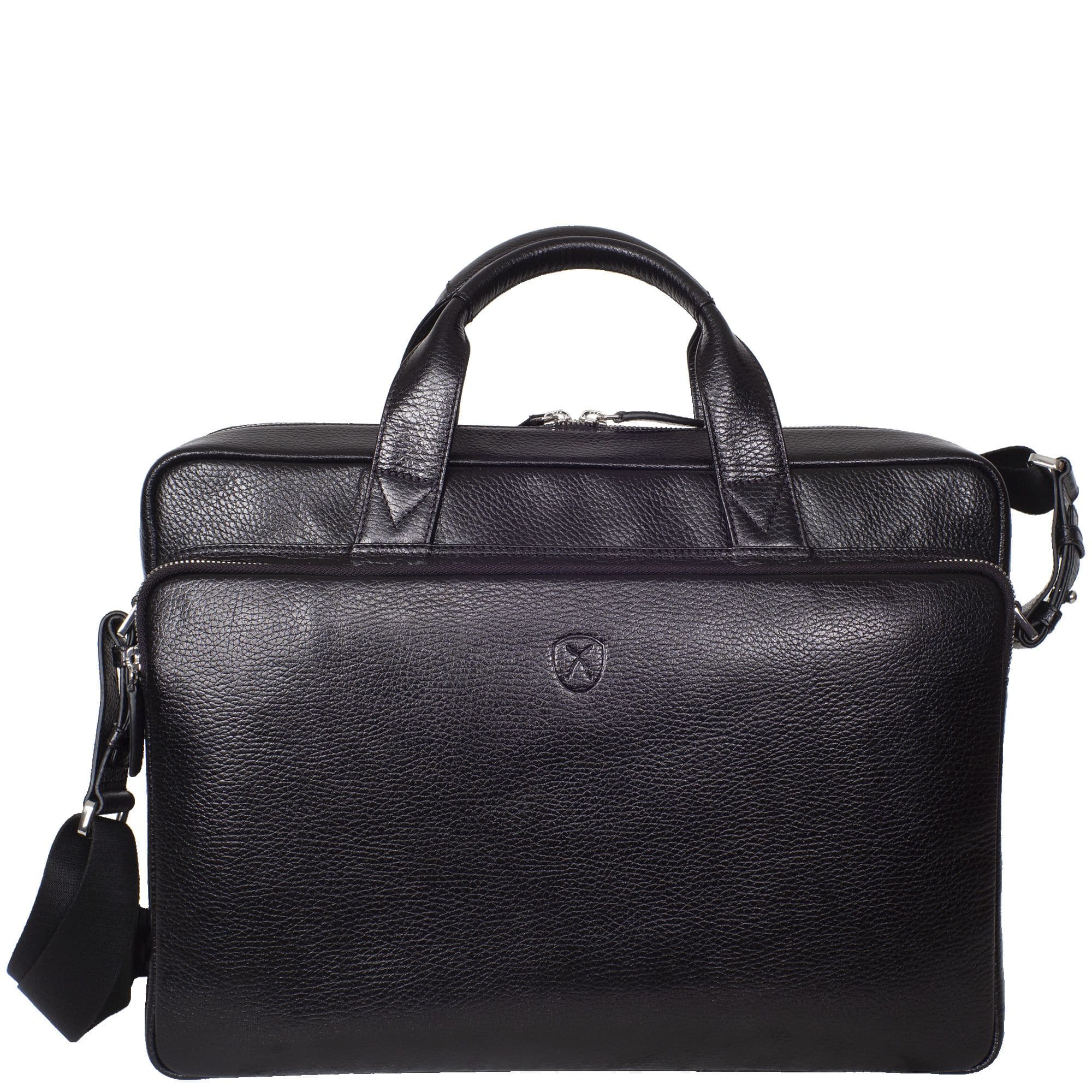 Businesstasche Laptoptasche 15 Zoll leicht genarbtes Leder schwarz - Main Image