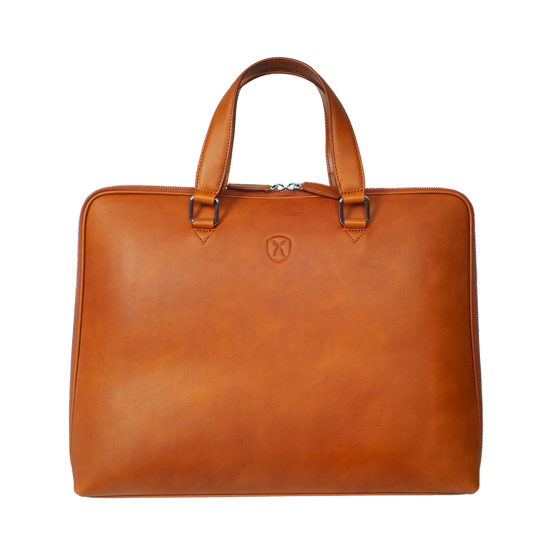 Businesstasche Laptoptasche 14 Zoll glattes Leder Cognac - Corf Offermann