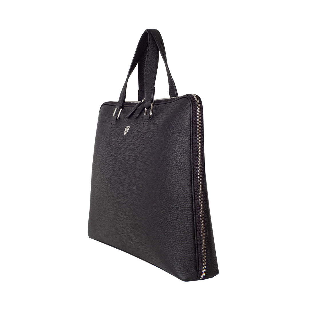 Businesstasche Laptoptasche 14 Zoll geprägtes Leder Schwarz