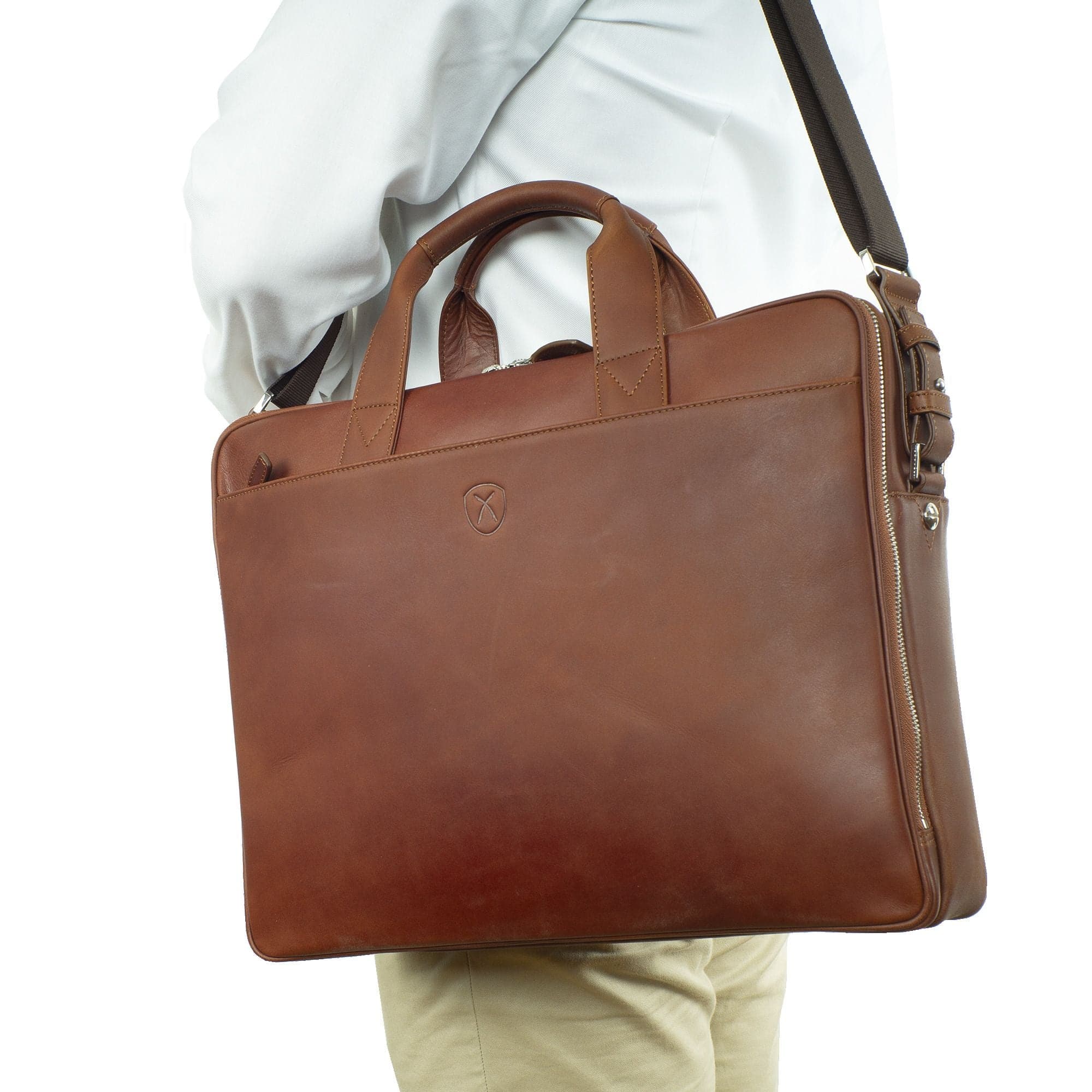 Laptoptasche Businesstasche 15 Zoll Leder cognac