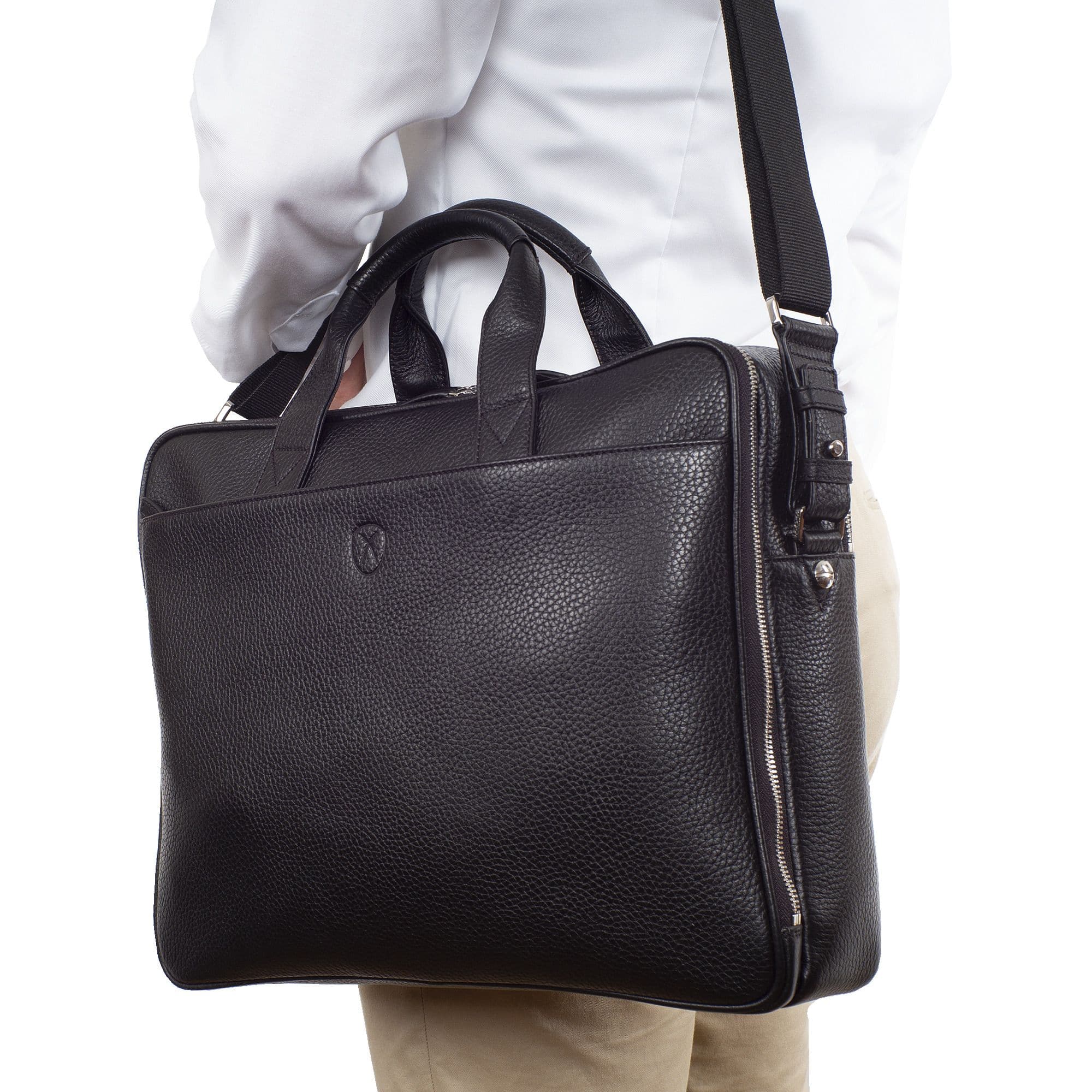 Laptoptasche Businesstasche 15 Zoll Leder schwarz