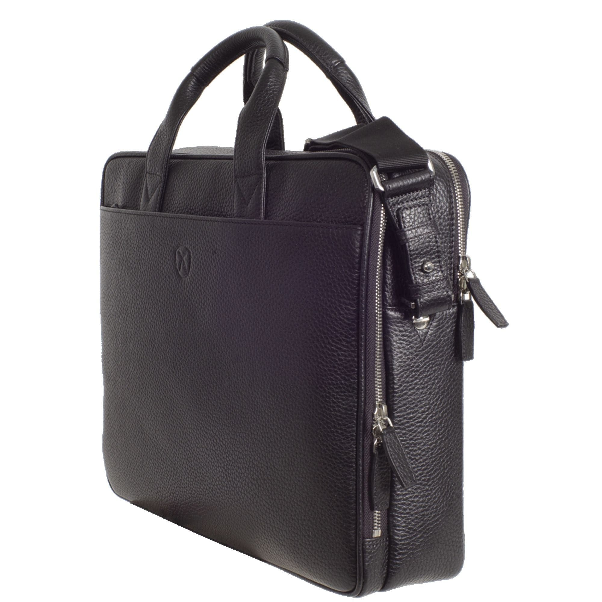 Laptoptasche Businesstasche 15 Zoll Leder schwarz