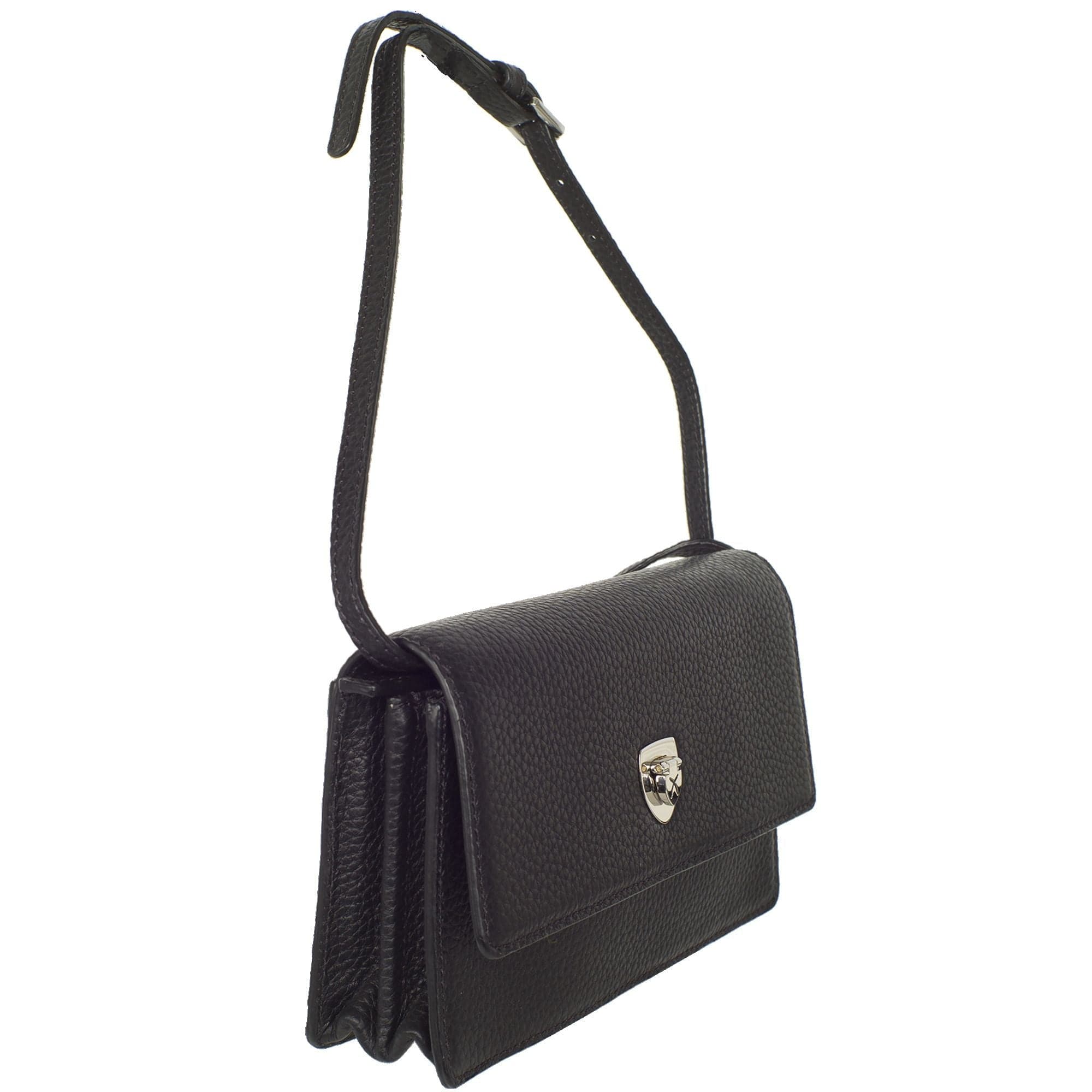 Handtasche Clutch Leder schwarz