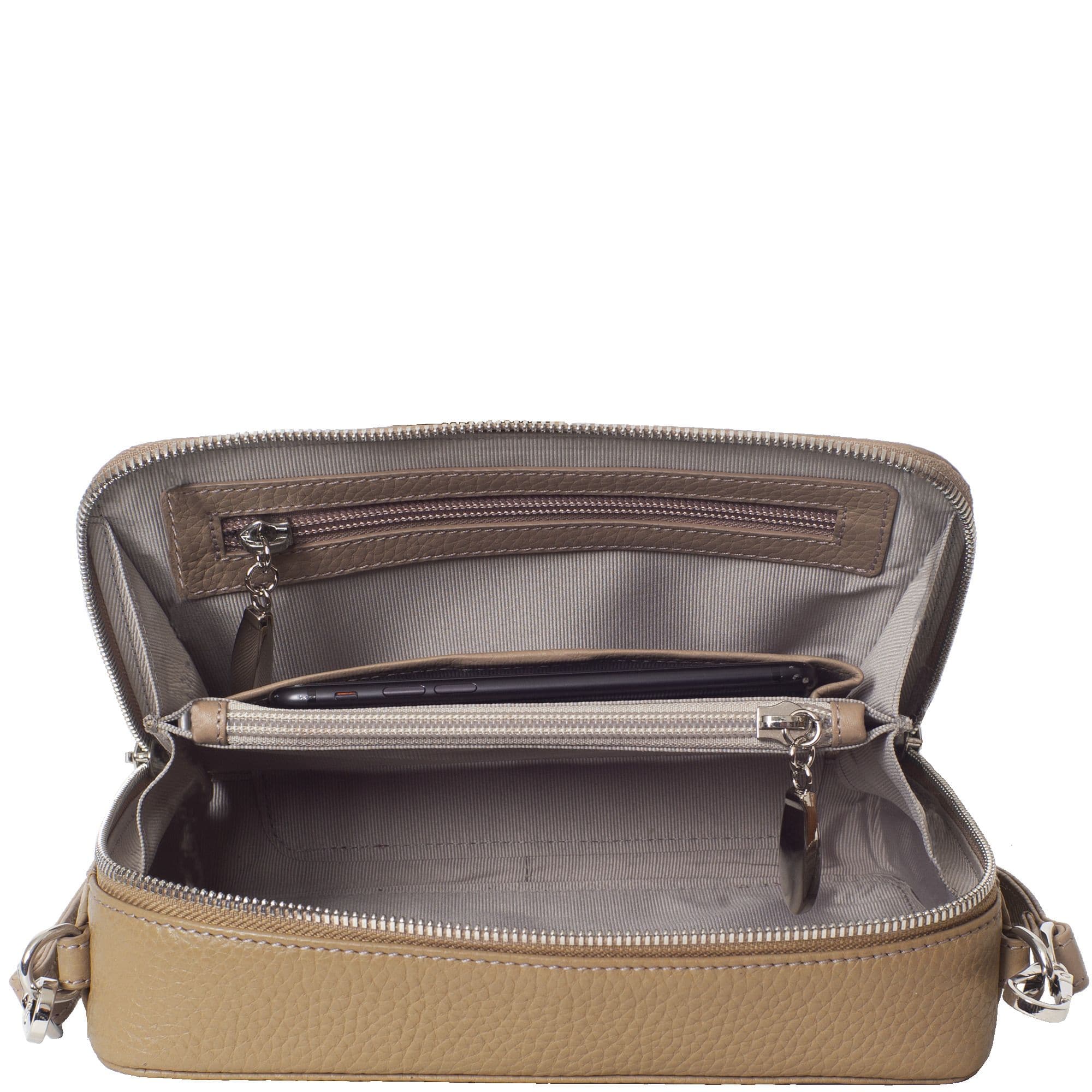 Handtasche Leder beige