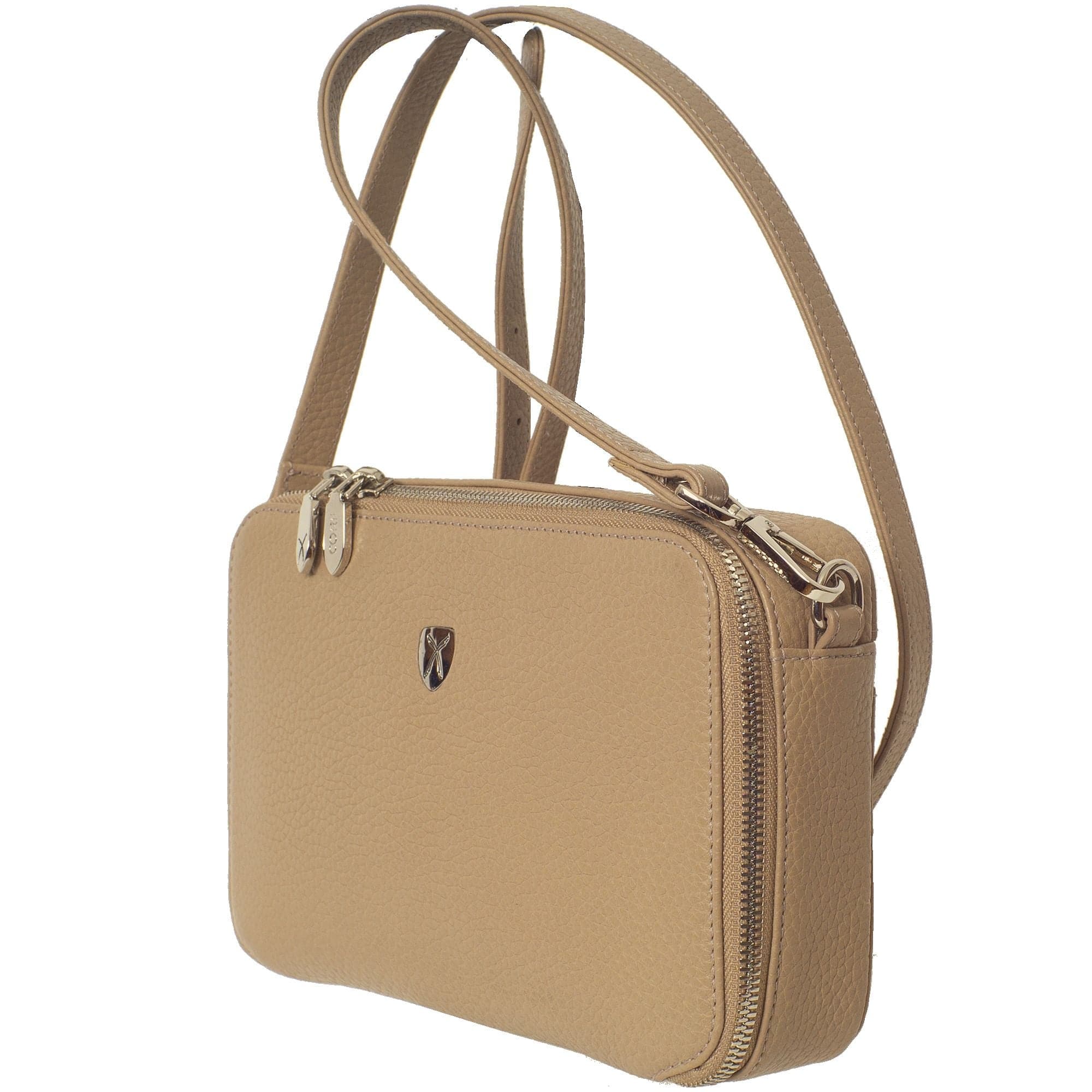 Handtasche Leder beige