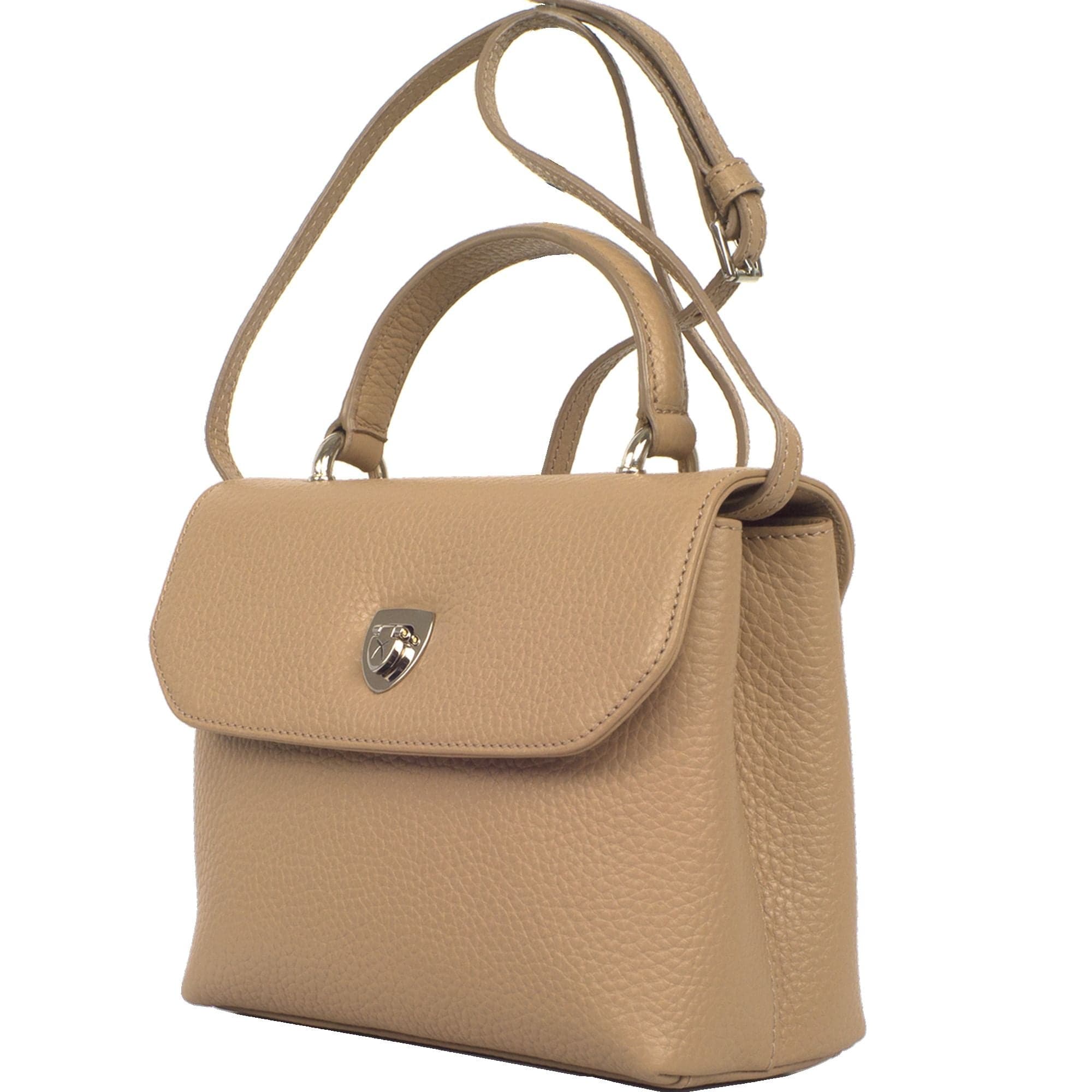 Handtasche Leder beige