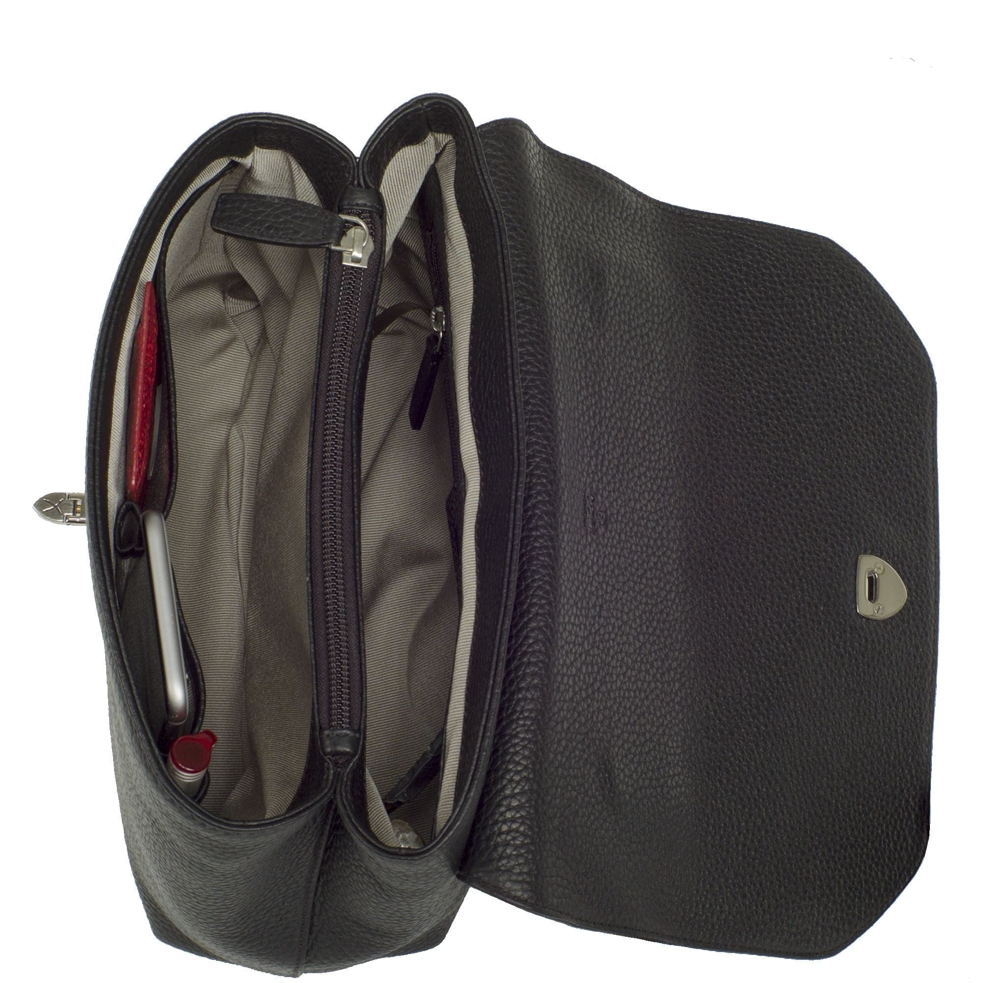 Handtasche Schultertasche Leder schwarz