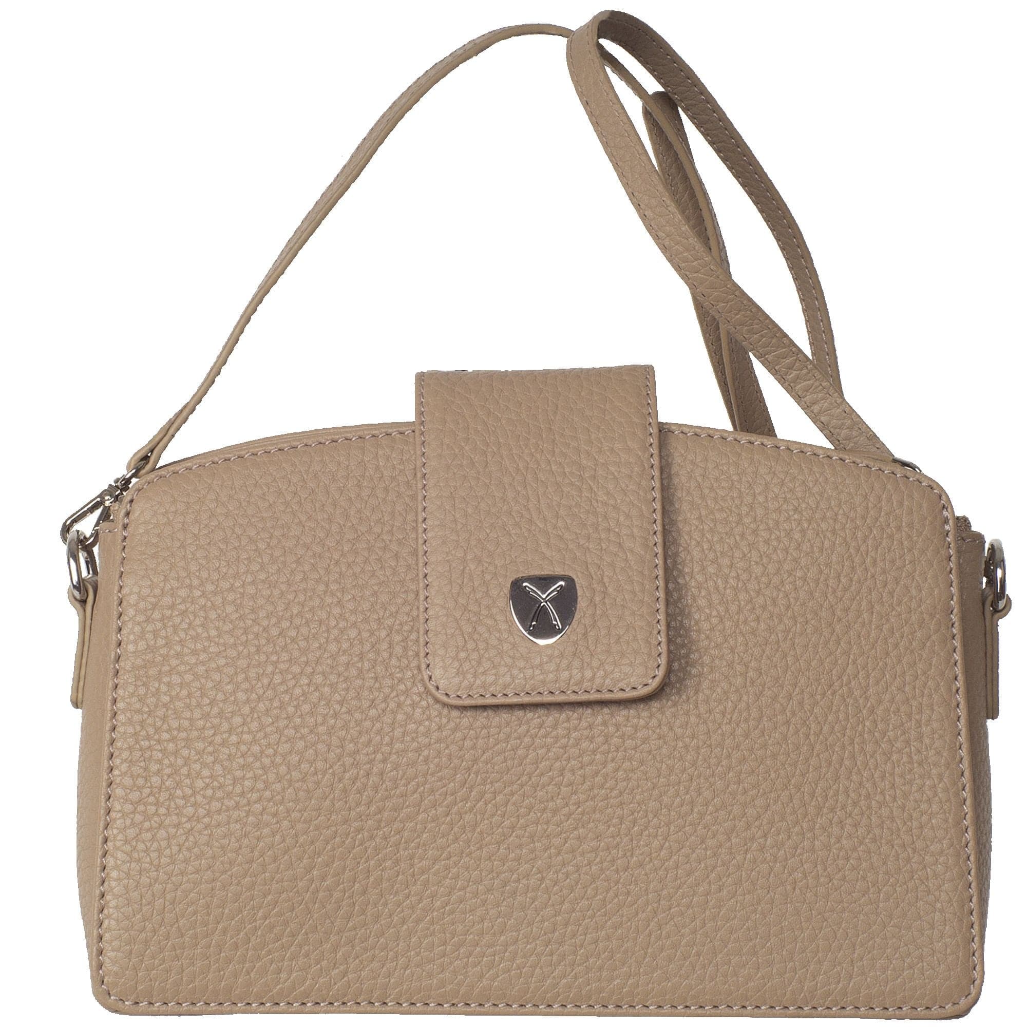 Handtasche Schultertasche Leder beige