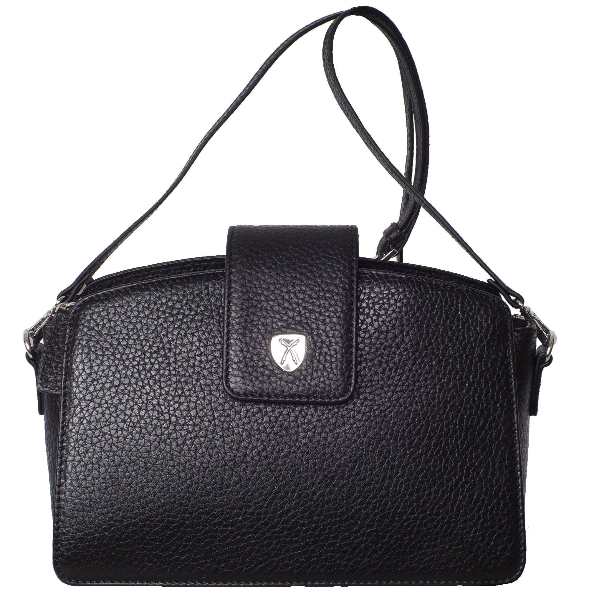 Handtasche Schultertasche Leder schwarz