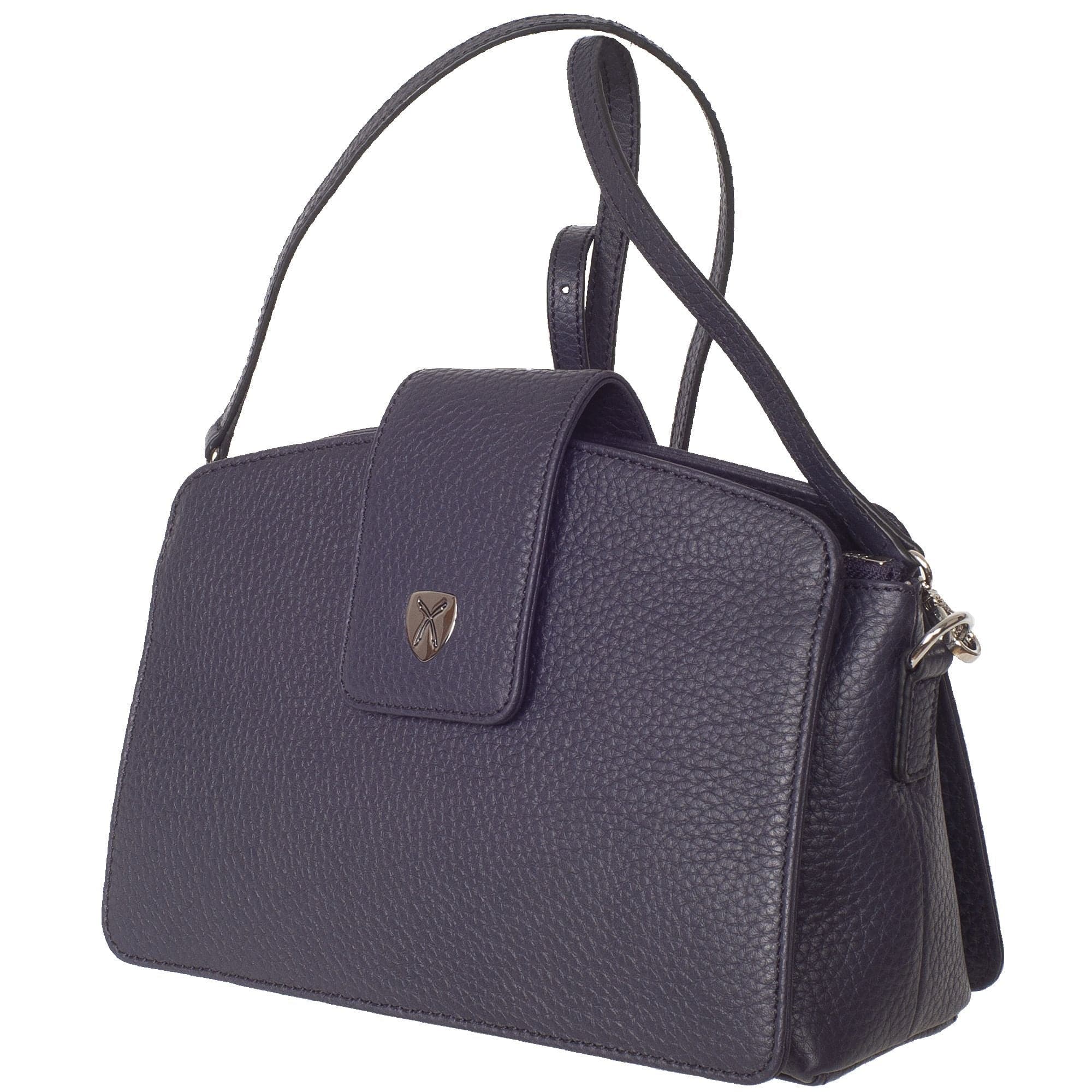 Handtasche Schultertasche Leder blau