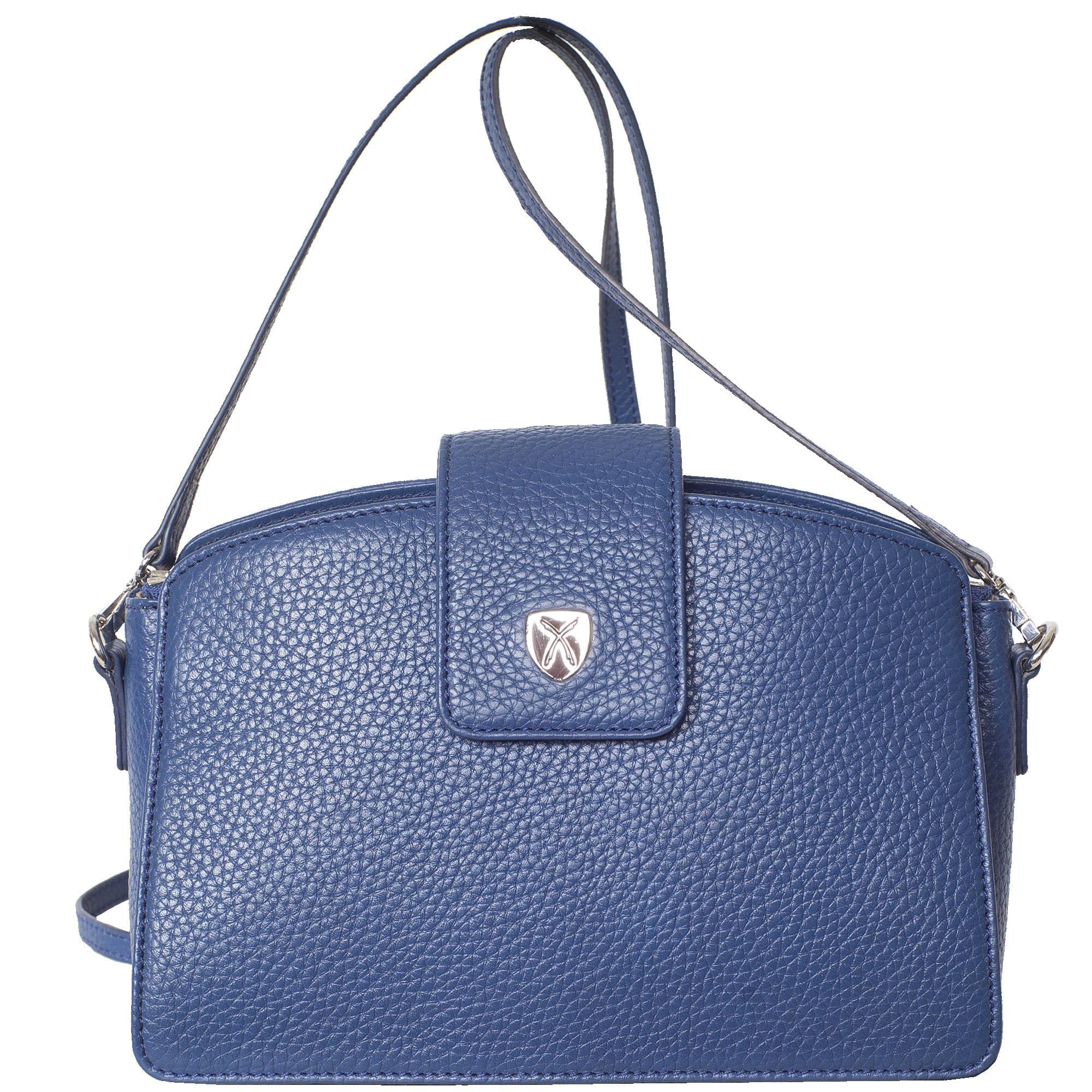 Handtasche Schultertasche Leder hellblau