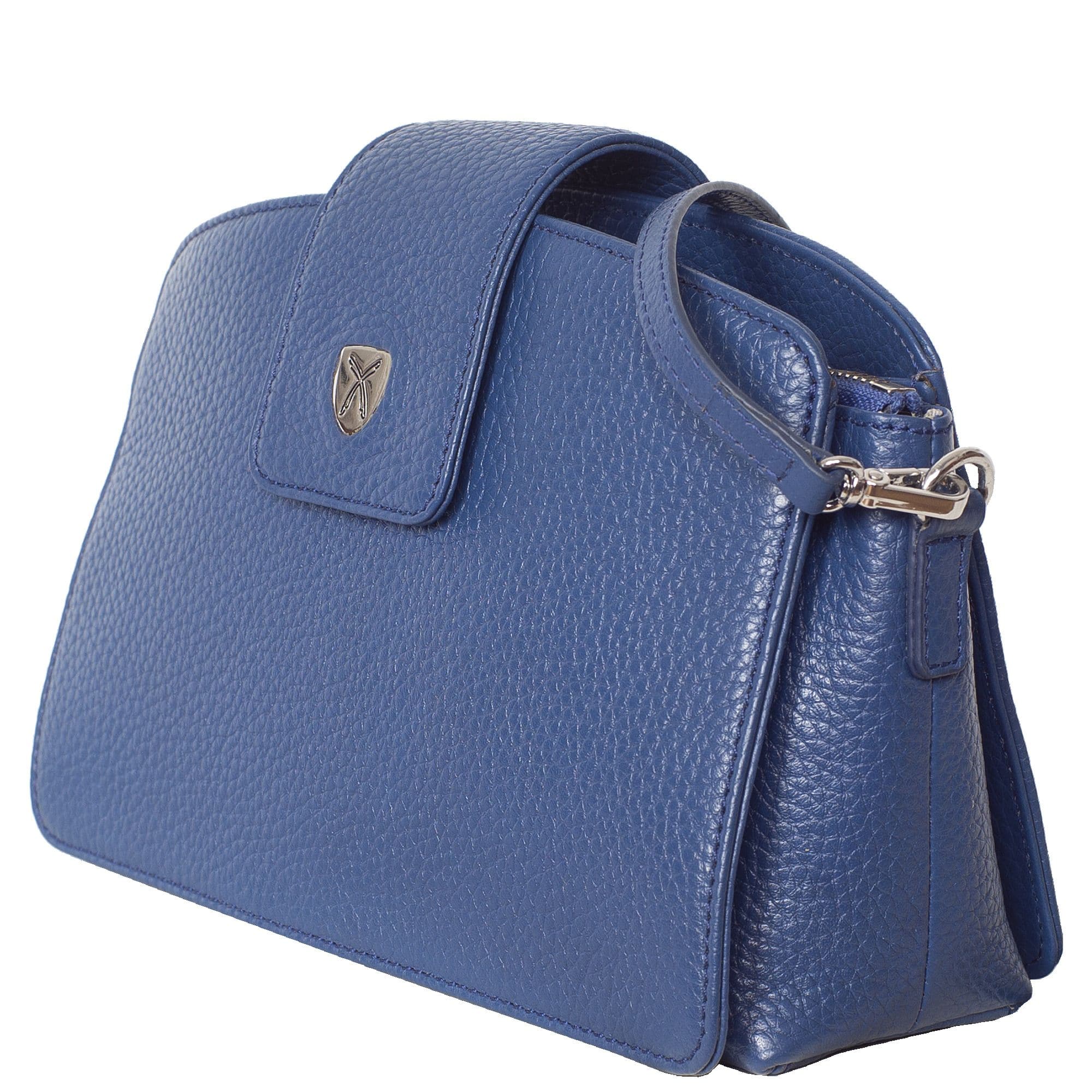 Handtasche Schultertasche Leder hellblau