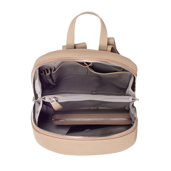 Damenrucksack Lederrucksack 10 Zoll glattes Leder beige - Corf Offermann