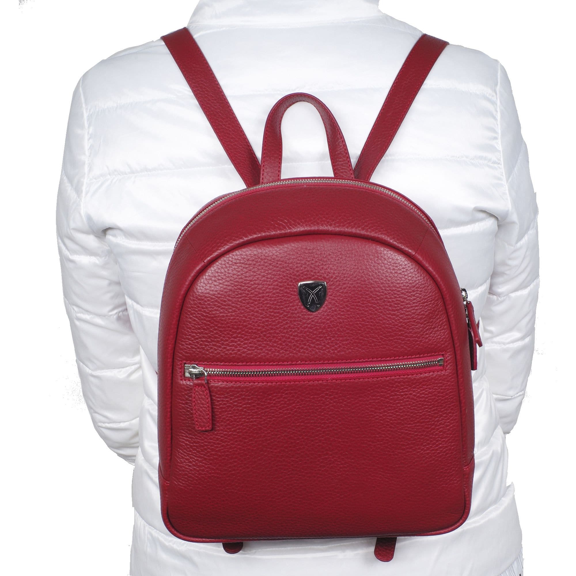 Damenrucksack Lederrucksack 10 Zoll Leder rot